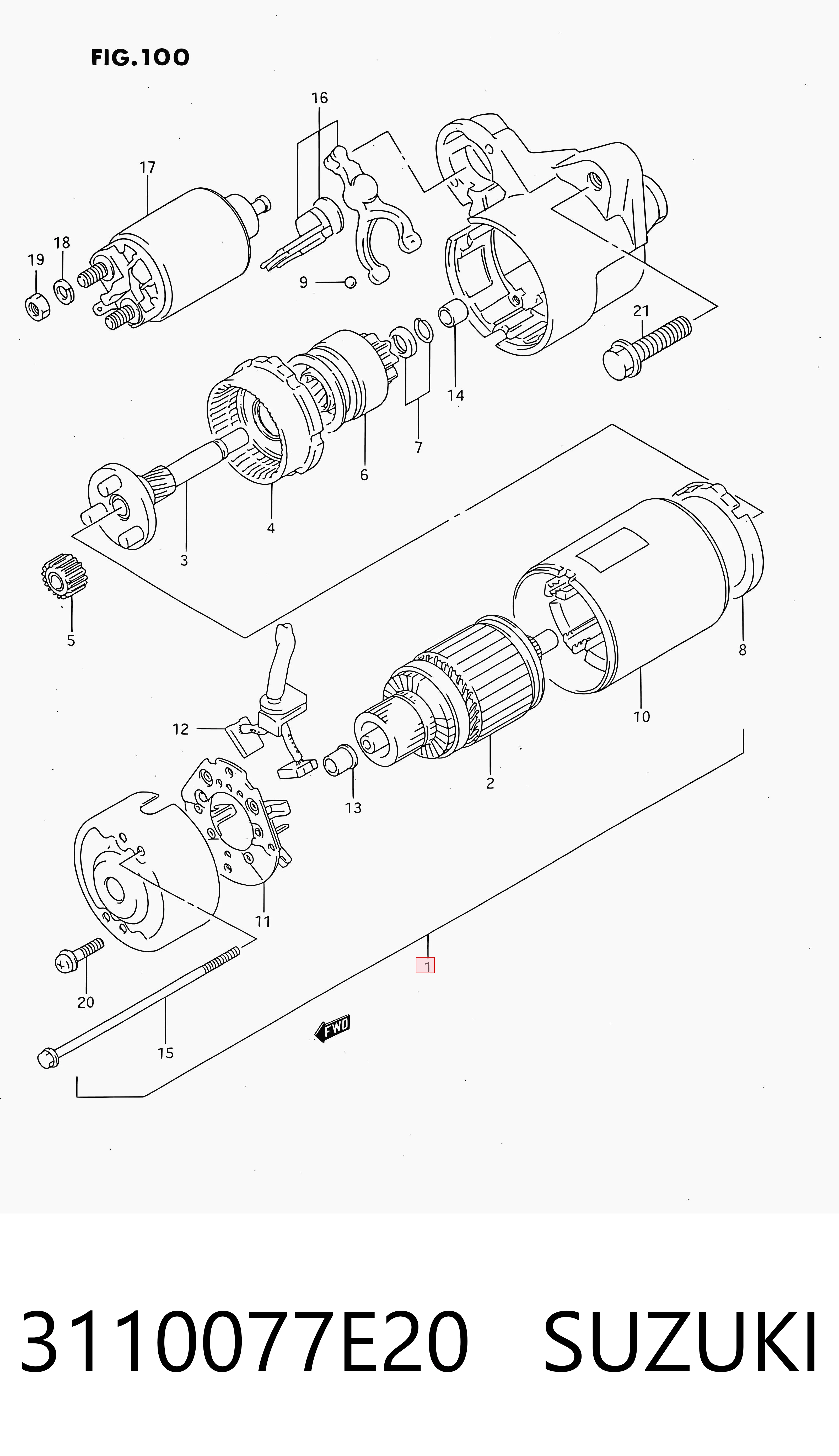 3110077E20 Suzuki Стартер двигуна