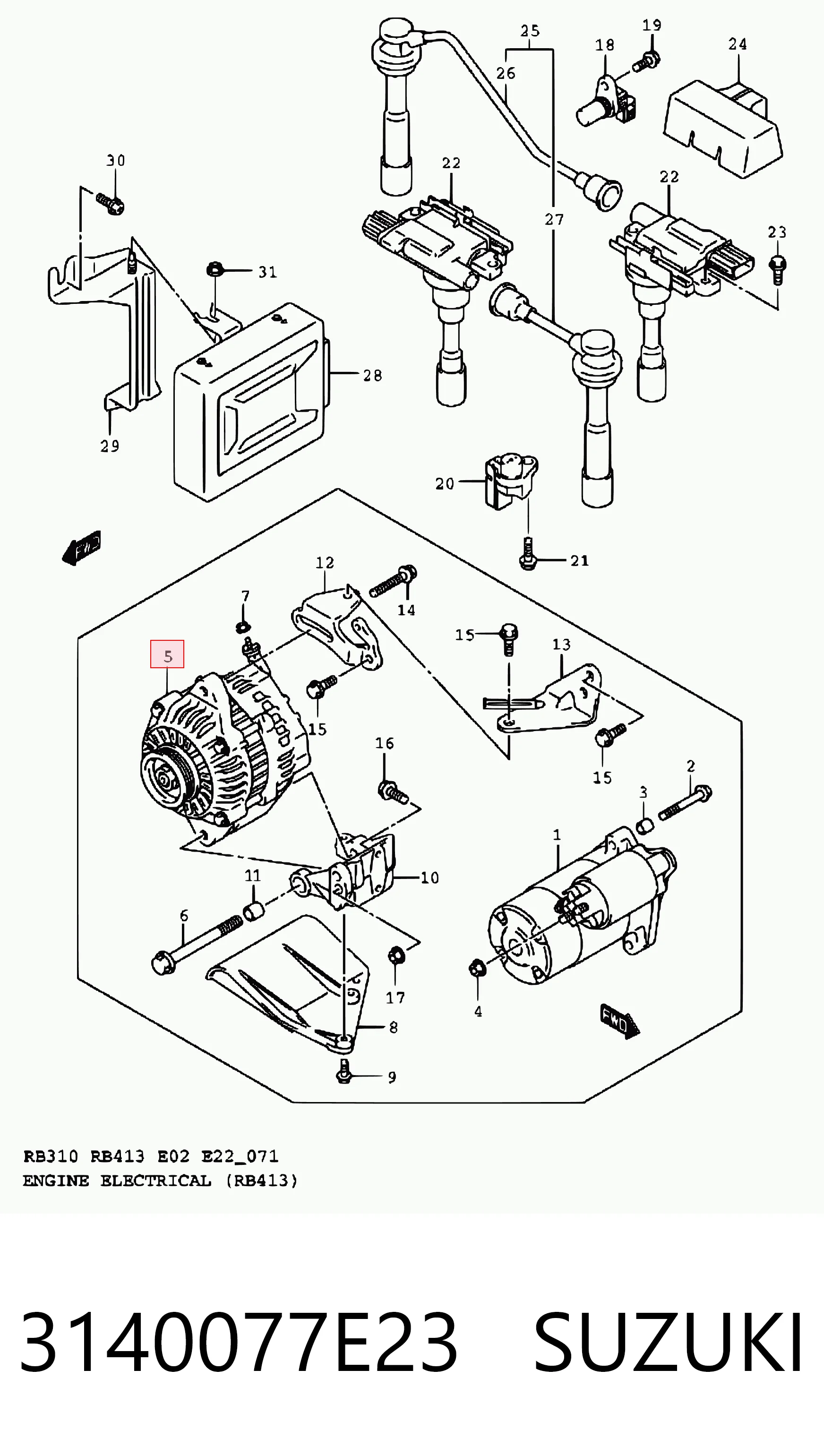 3140077E23 Suzuki Авто генератор