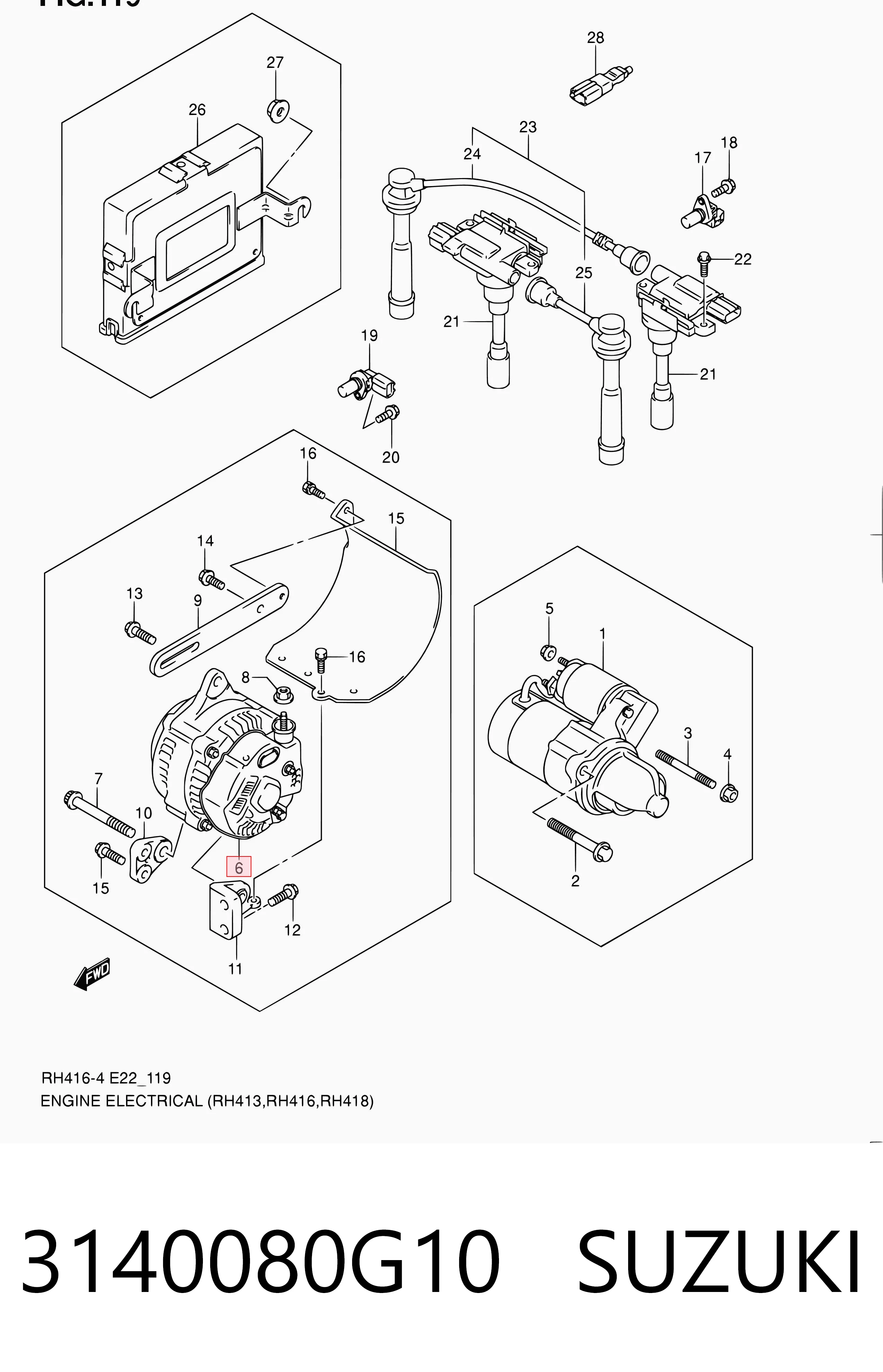 3140080G10 Suzuki Авто генератор