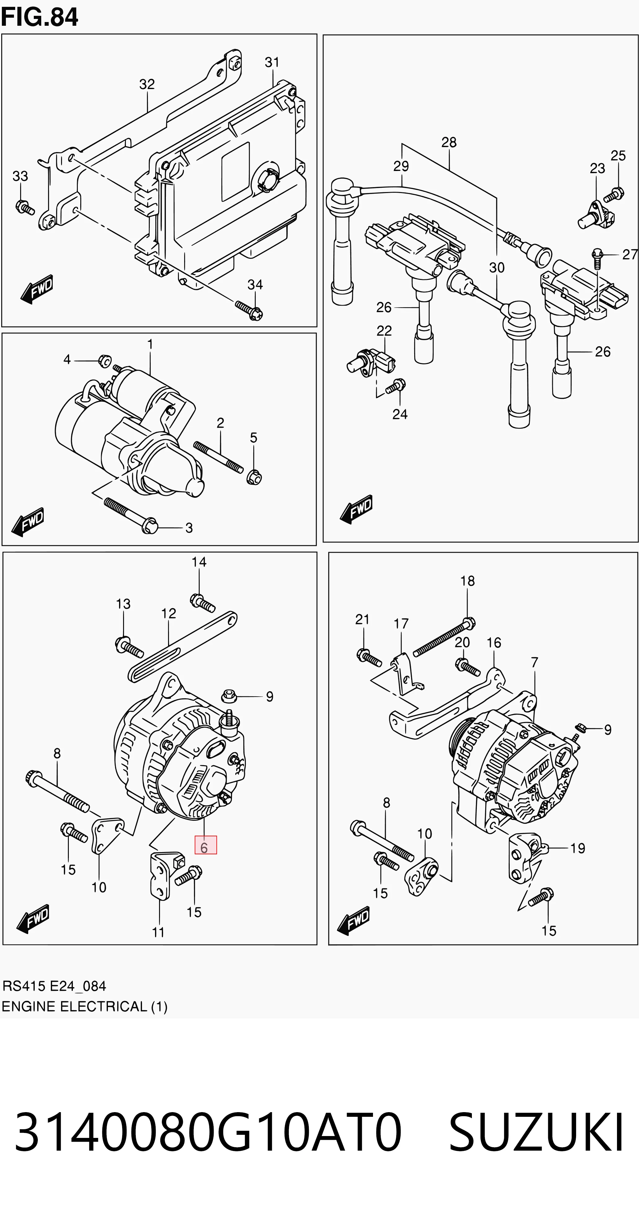 3140080G10AT0 Suzuki Авто генератор