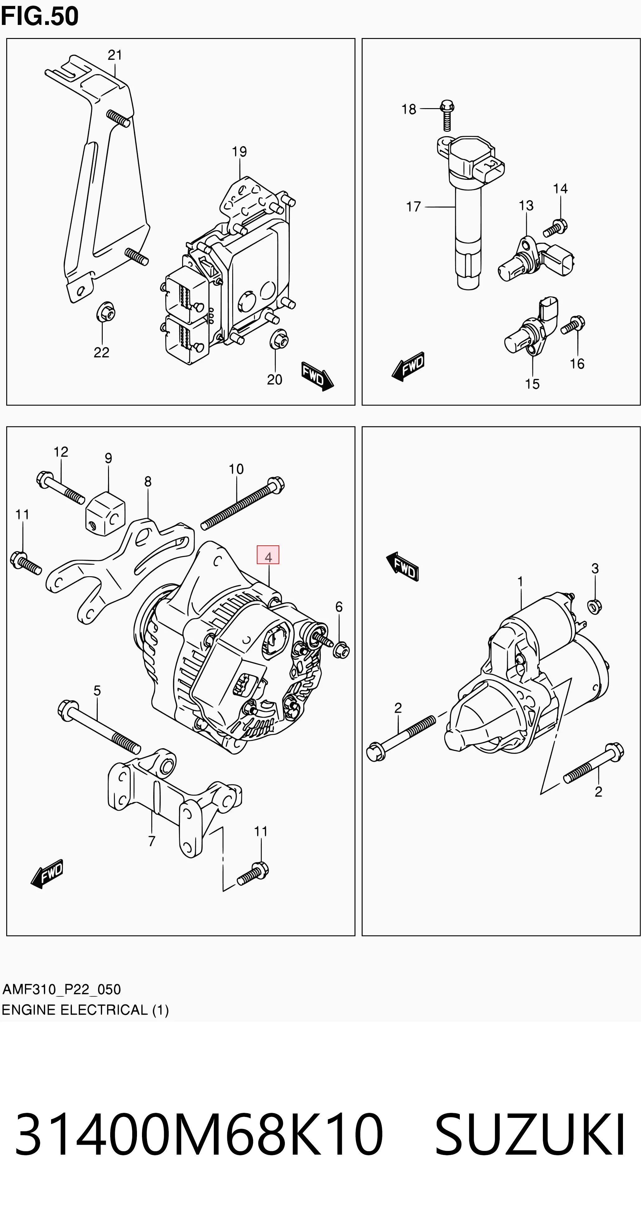 31400M68K10 Suzuki Авто генератор