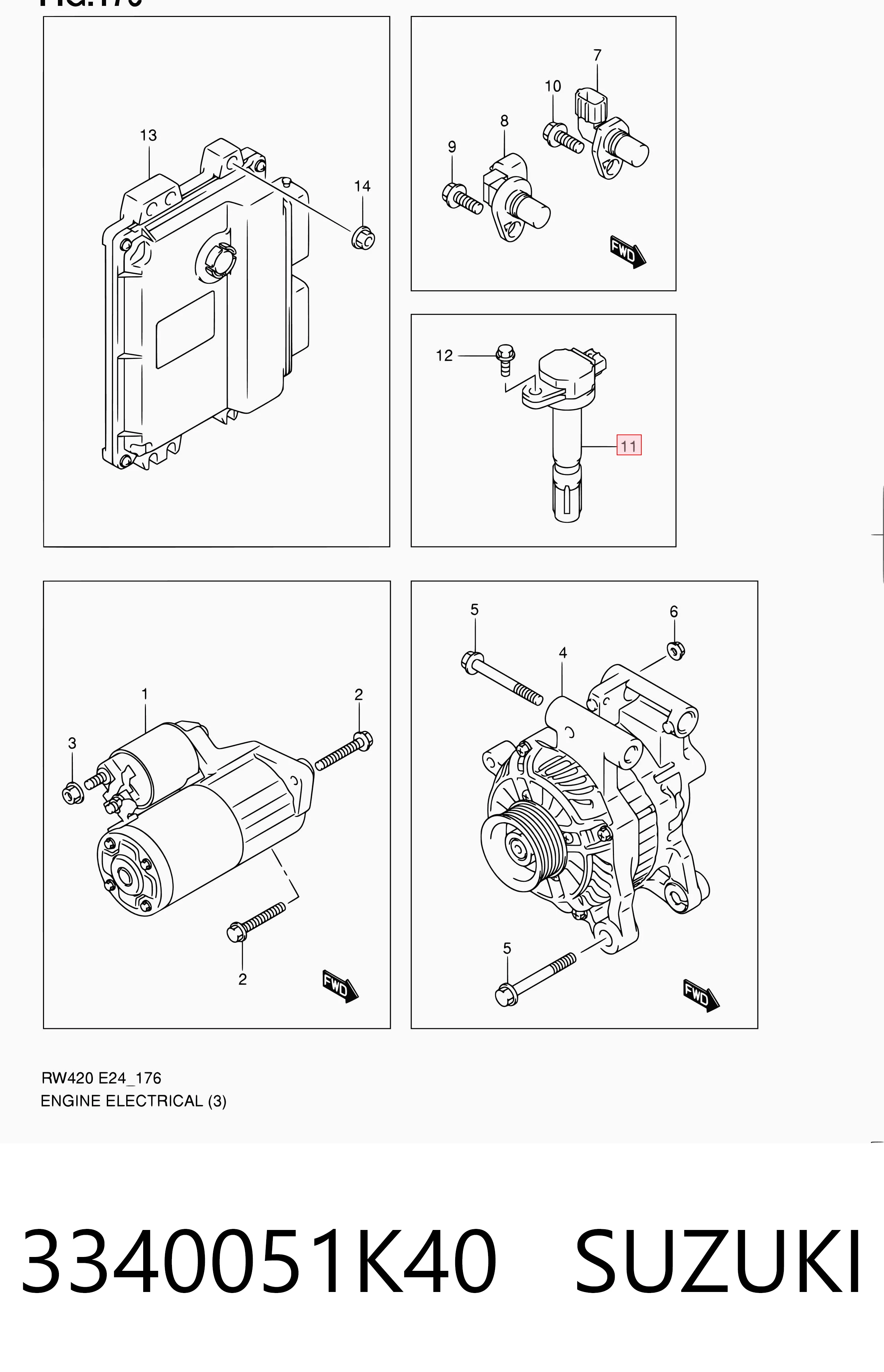3340051K40 Suzuki Котушка запалювання