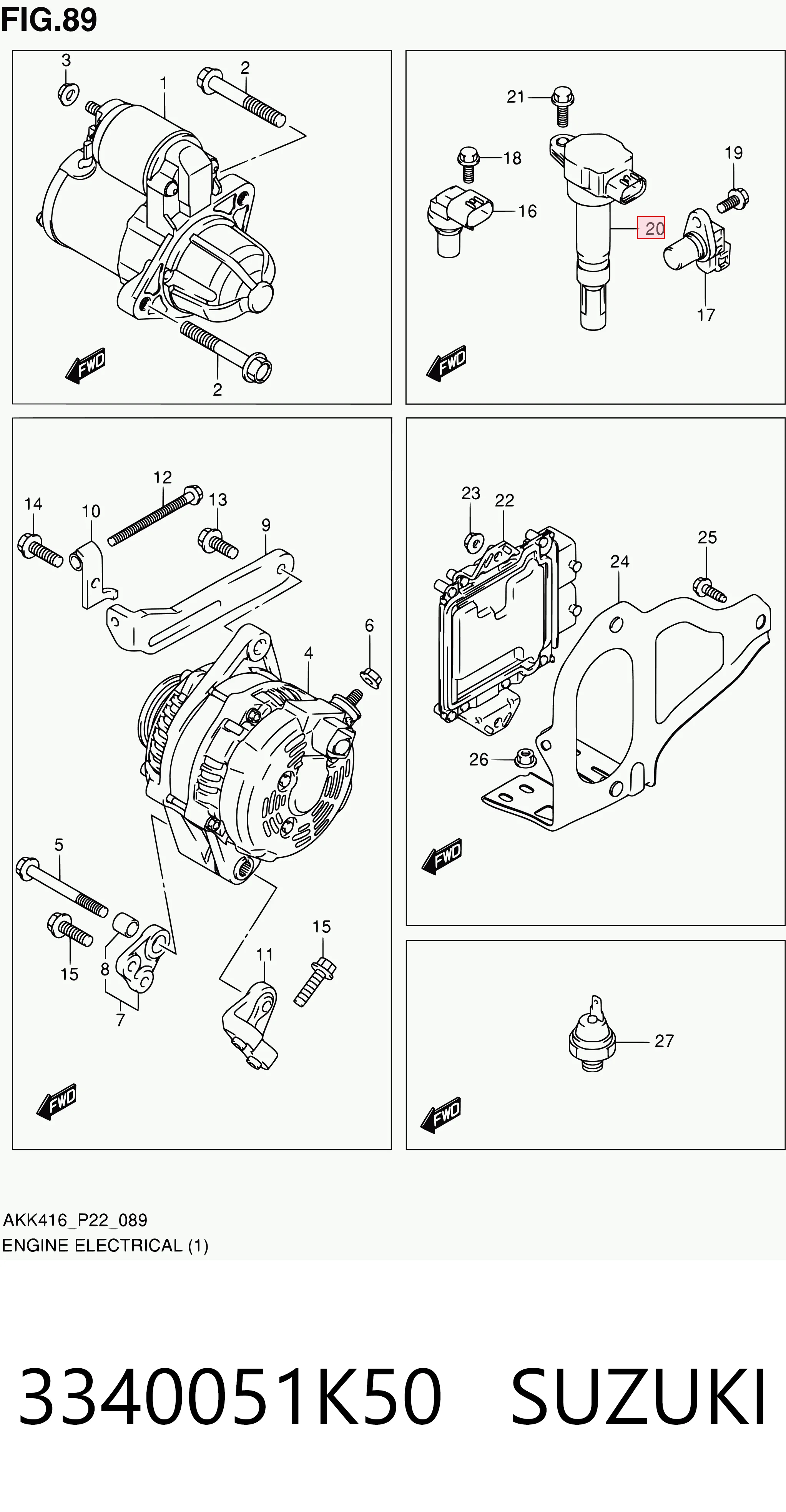 3340051K50 Suzuki Котушка запалювання