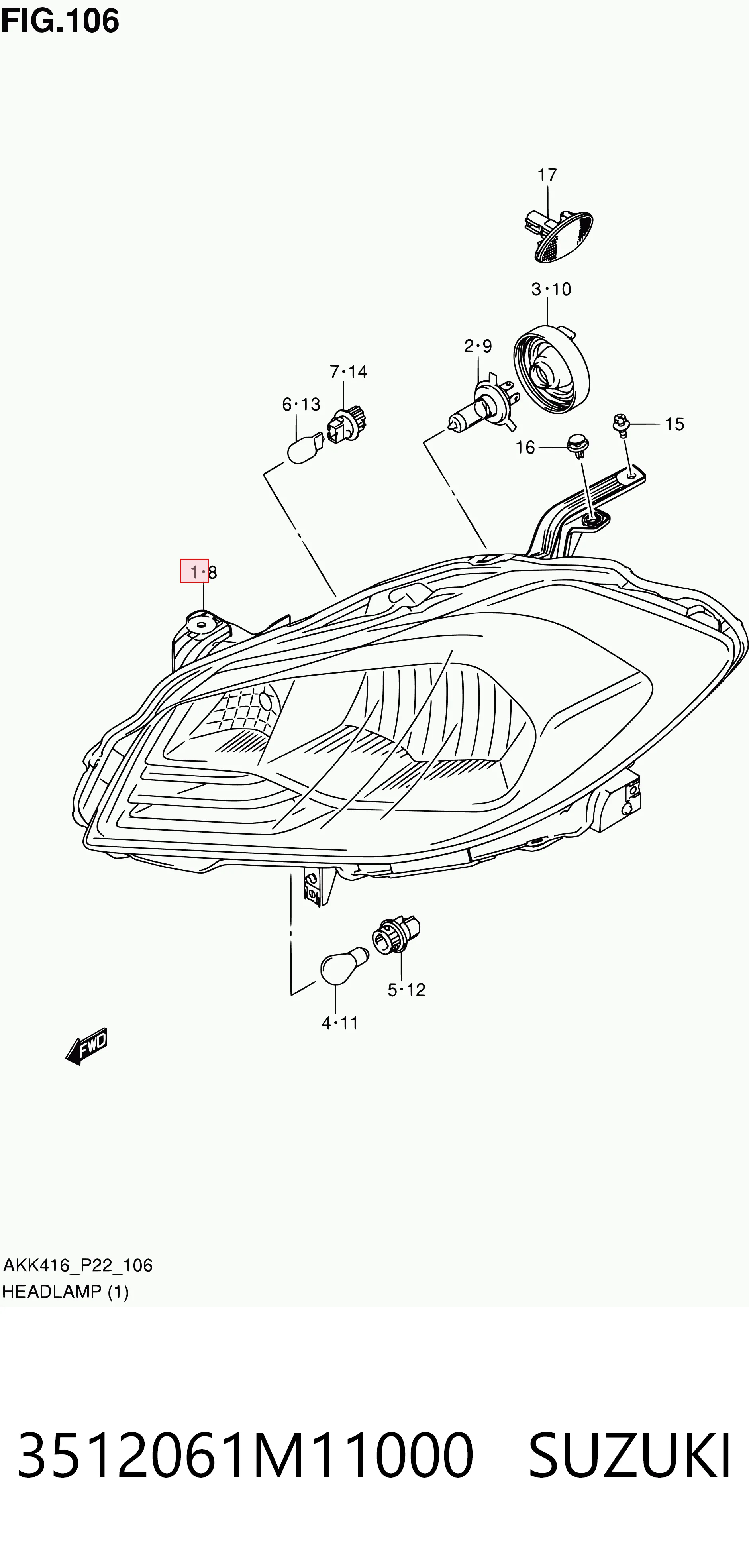 Купити 74L110E Polcar Права блок фара