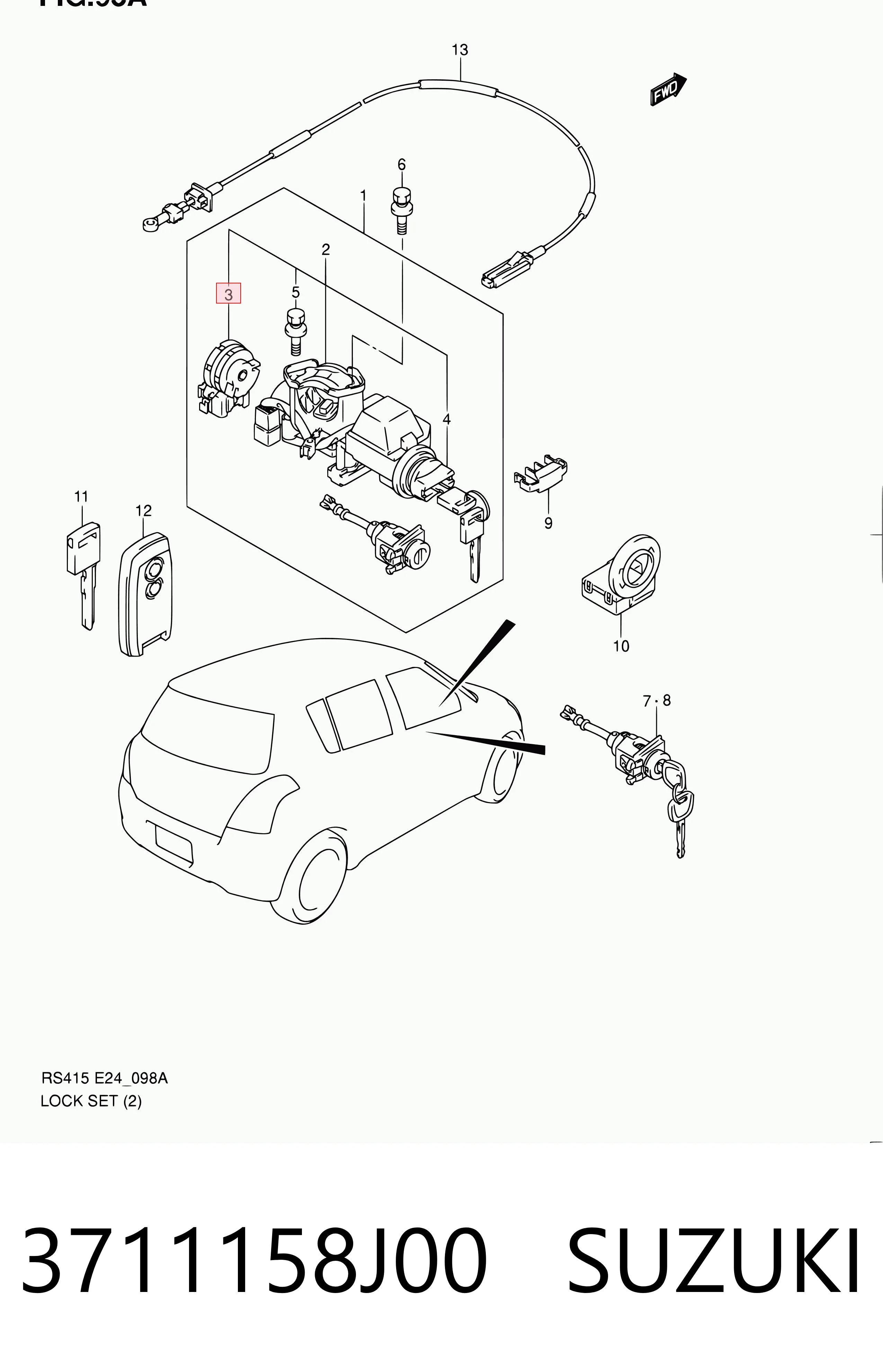 Контактна група замка на Suzuki Grand Vitara  JB