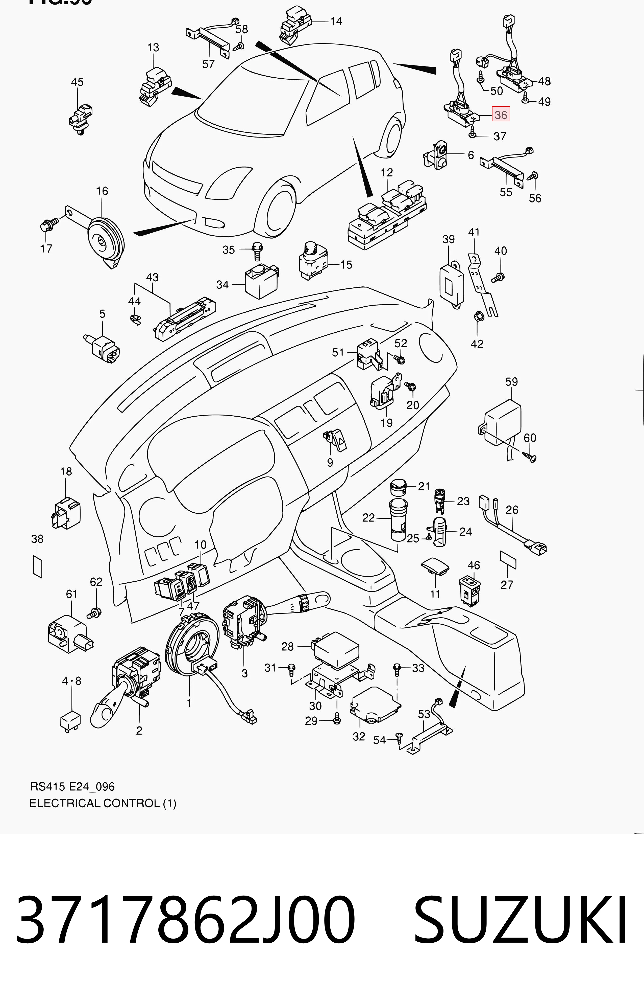 3717862J00 Suzuki Датчик відкриття кришки багажника/задніх дверей (ляди)