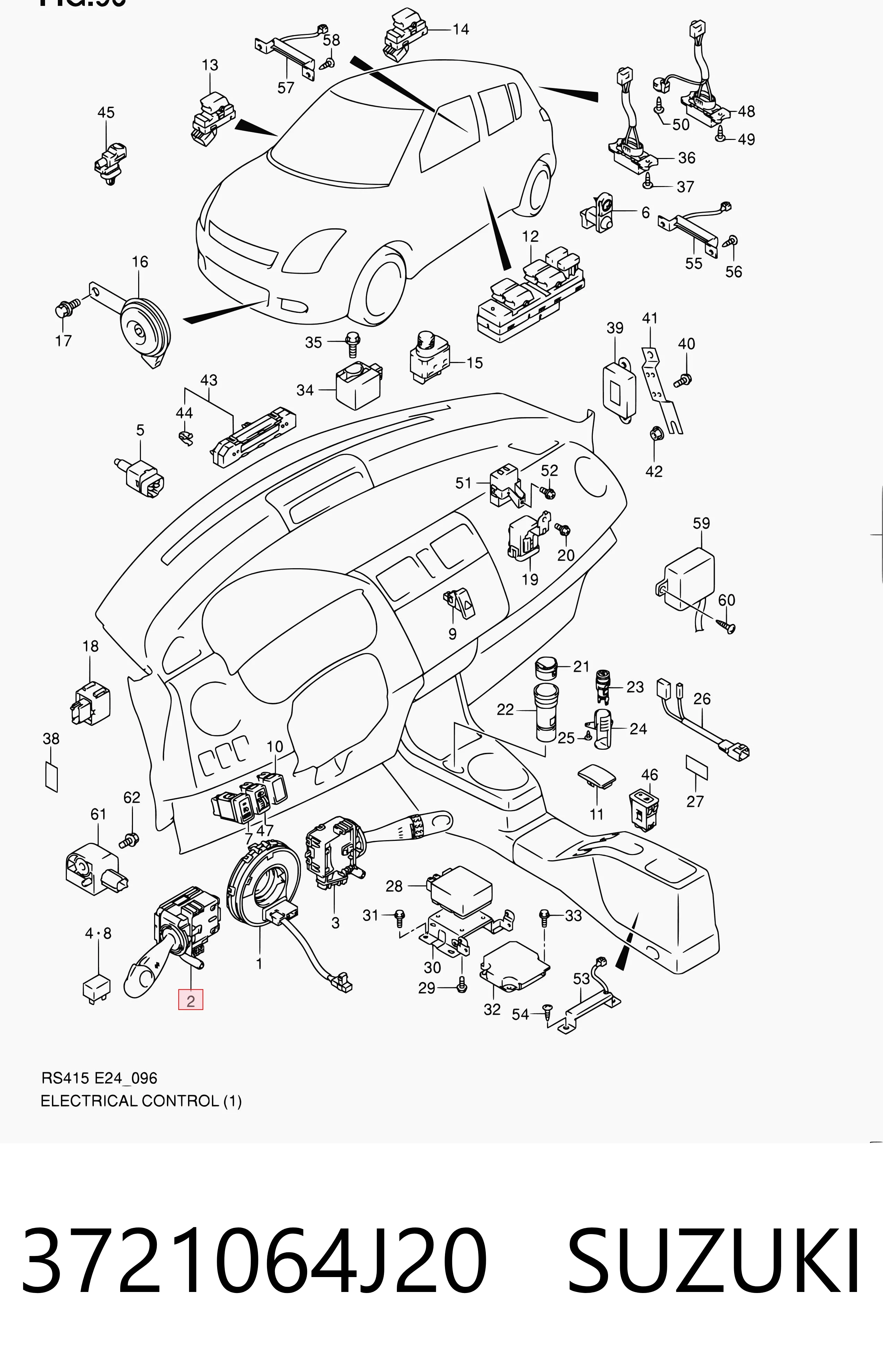 3721064J20 Suzuki Перемикач підрульовий, лівий