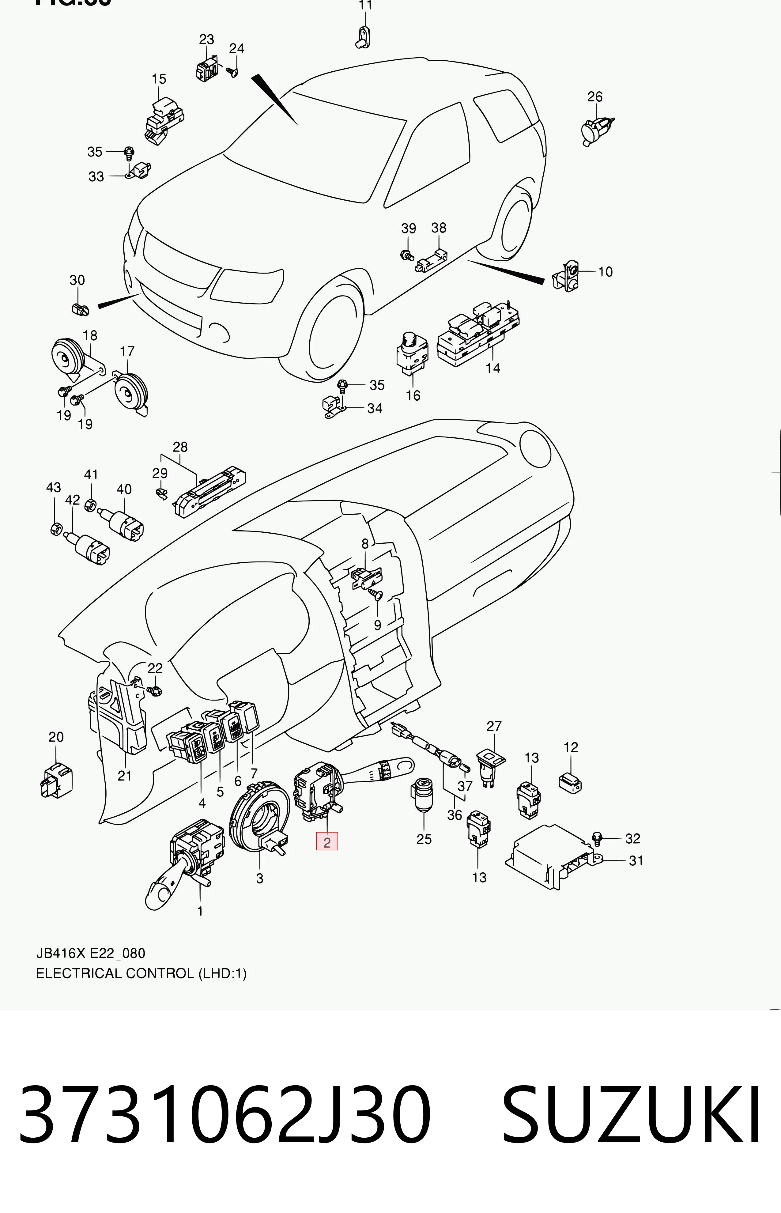 3731062J30 Suzuki Перемикач підрульовий, правий