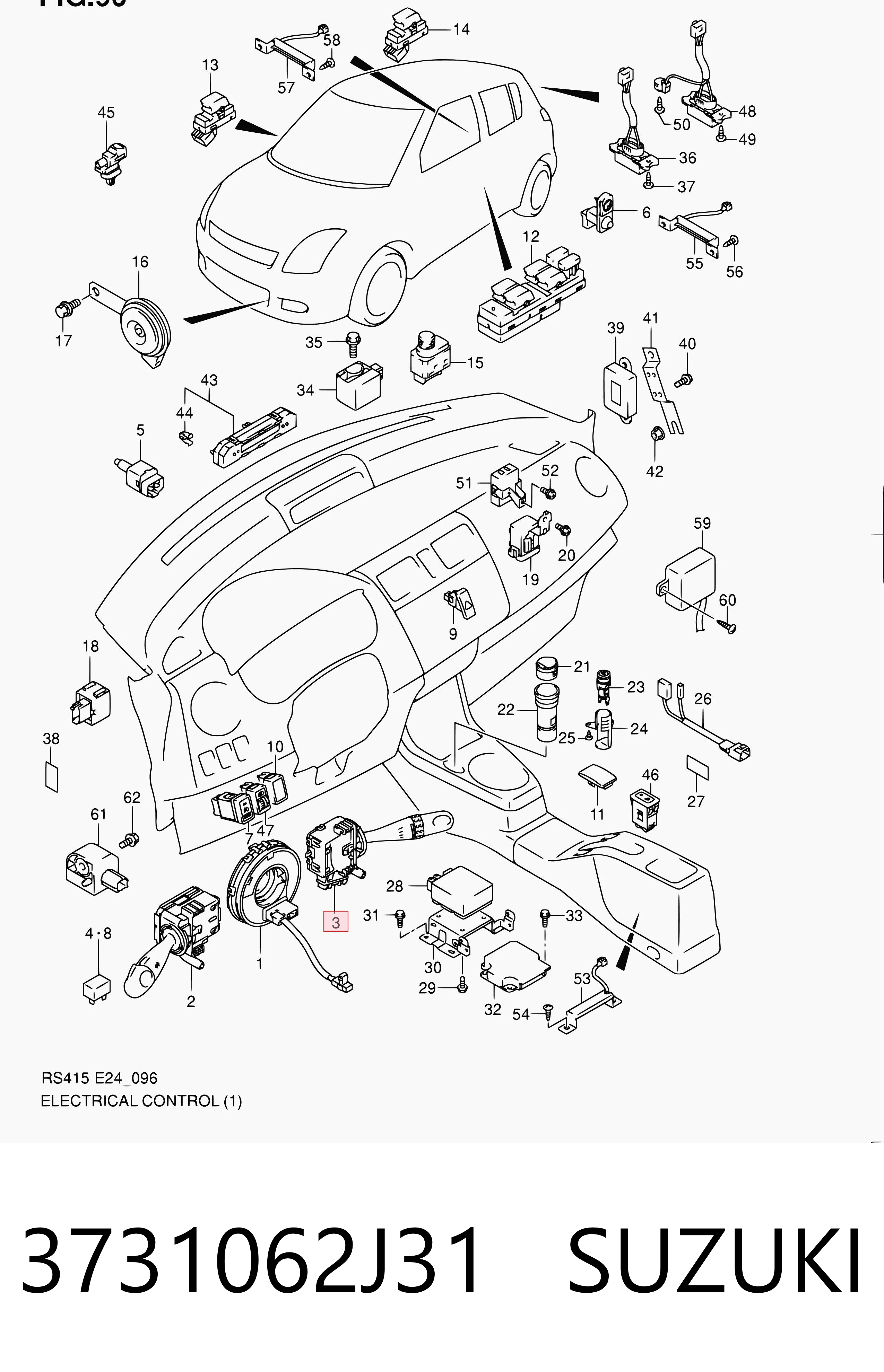 3731062J31 Suzuki Перемикач підрульовий, правий