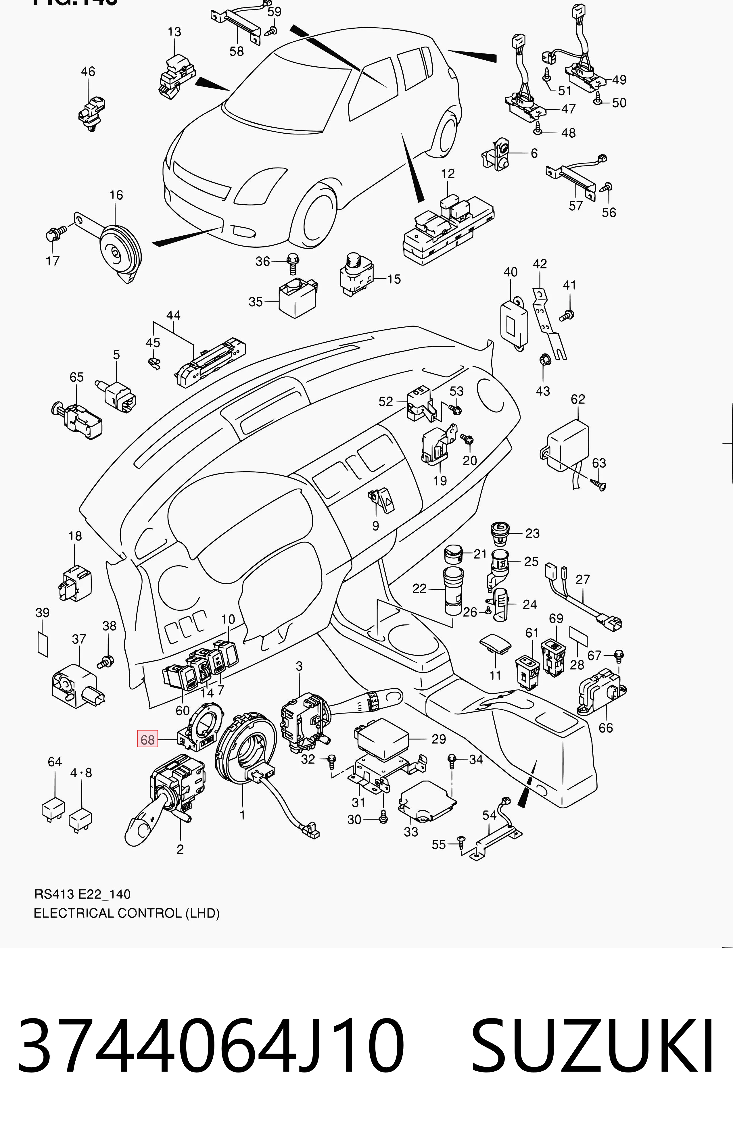 3744064J10 Suzuki Датчик керма