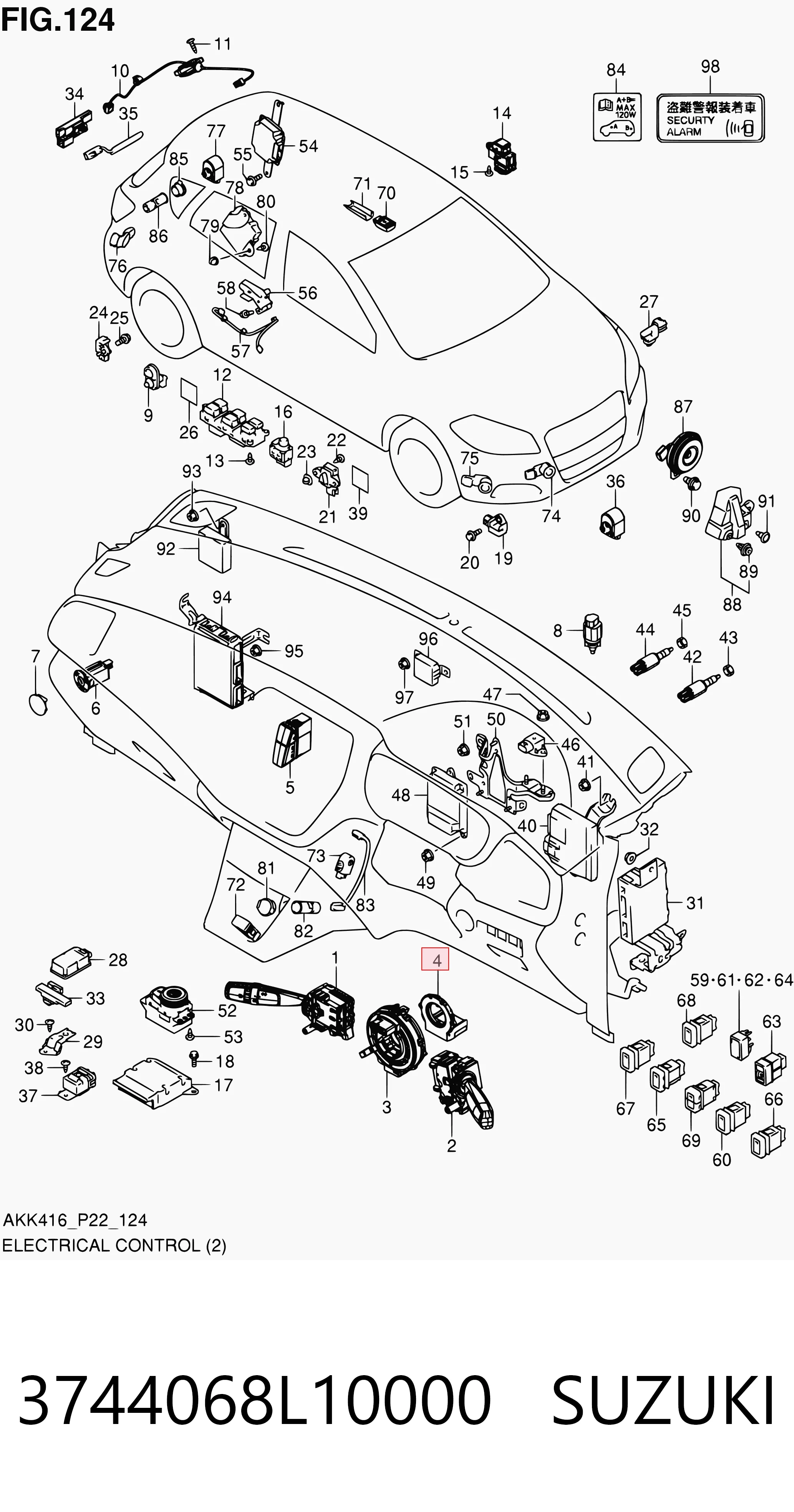 Датчик повороту керма Suzuki 3744068L10000 ціна, від 101.58 USD