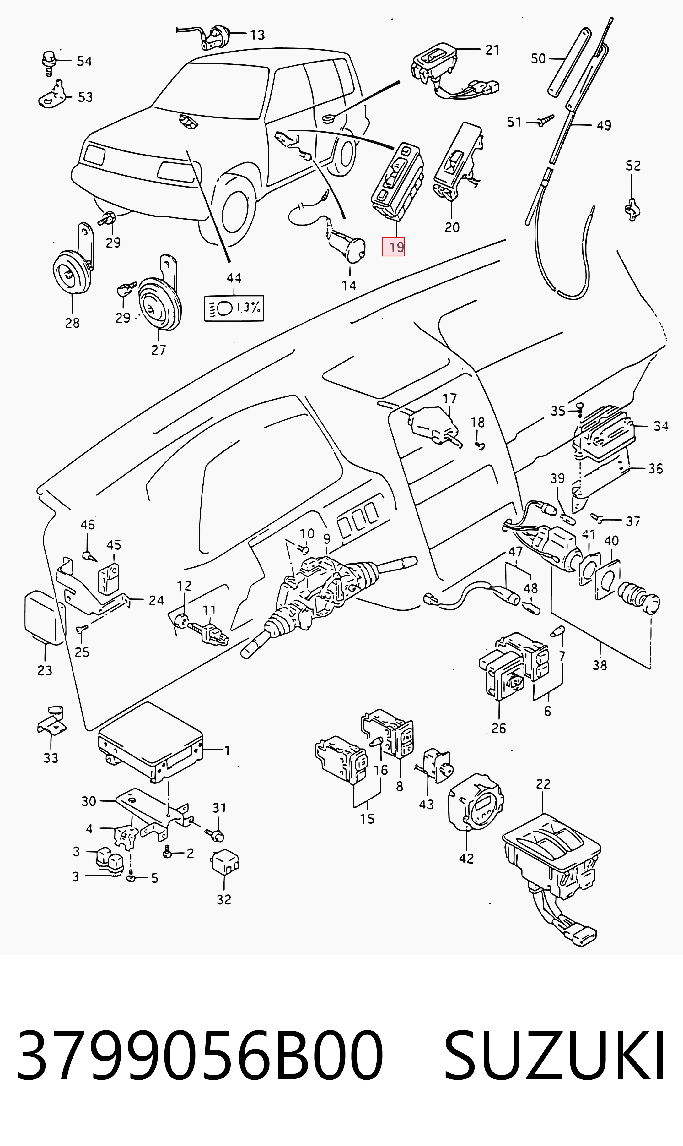3799056B00 Suzuki Кнопки переднього лівого склопід'ємника
