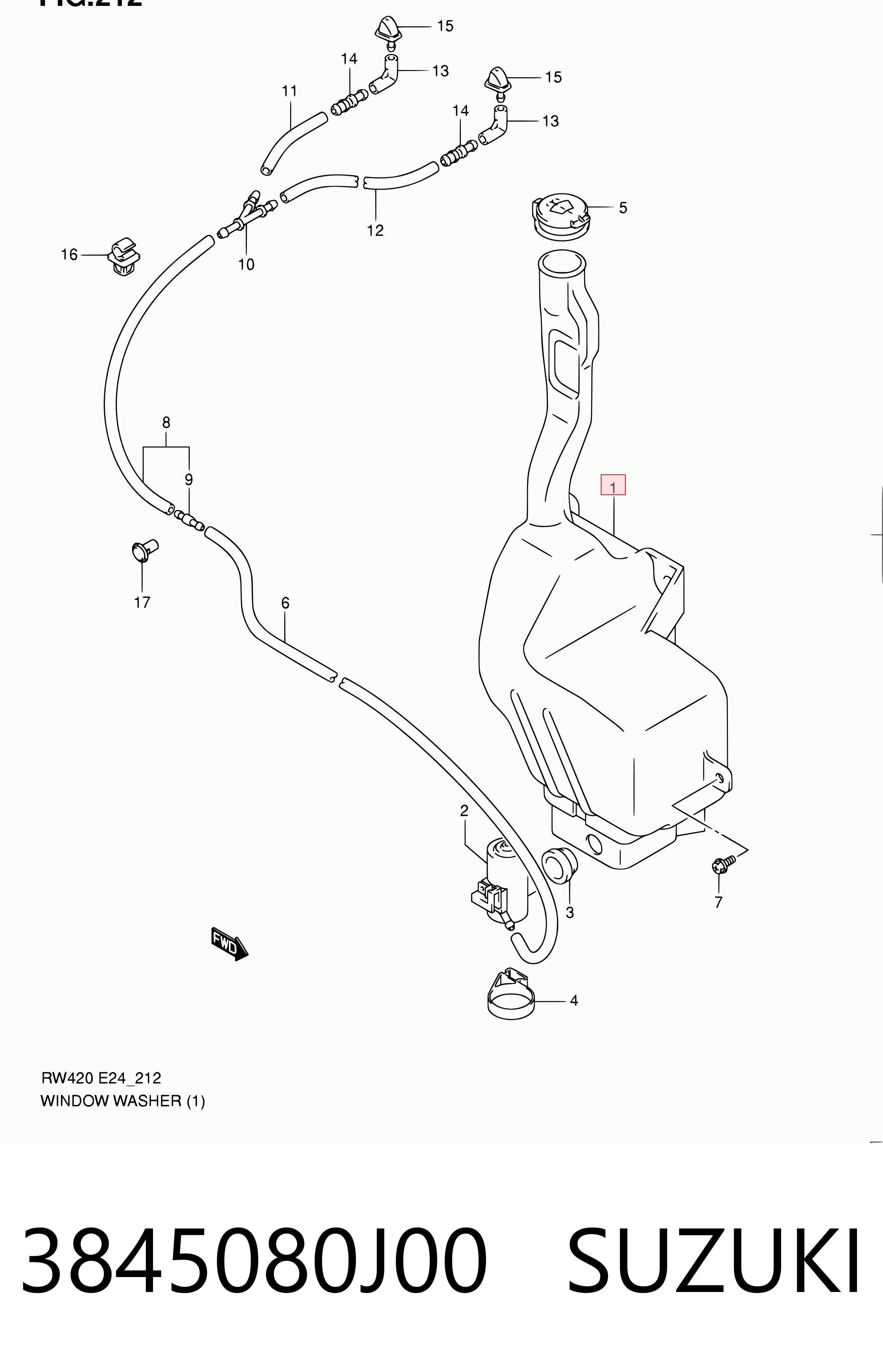 3845080J00 Suzuki Бачок склоомивача