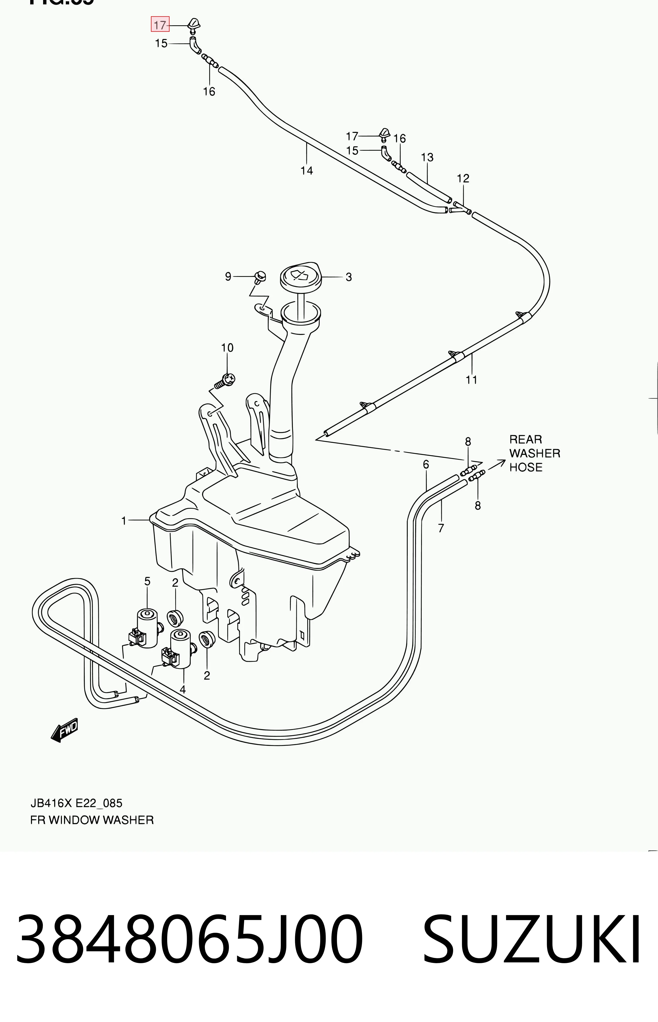 3848065J00 Suzuki Сопло склоомивача вітрового скла