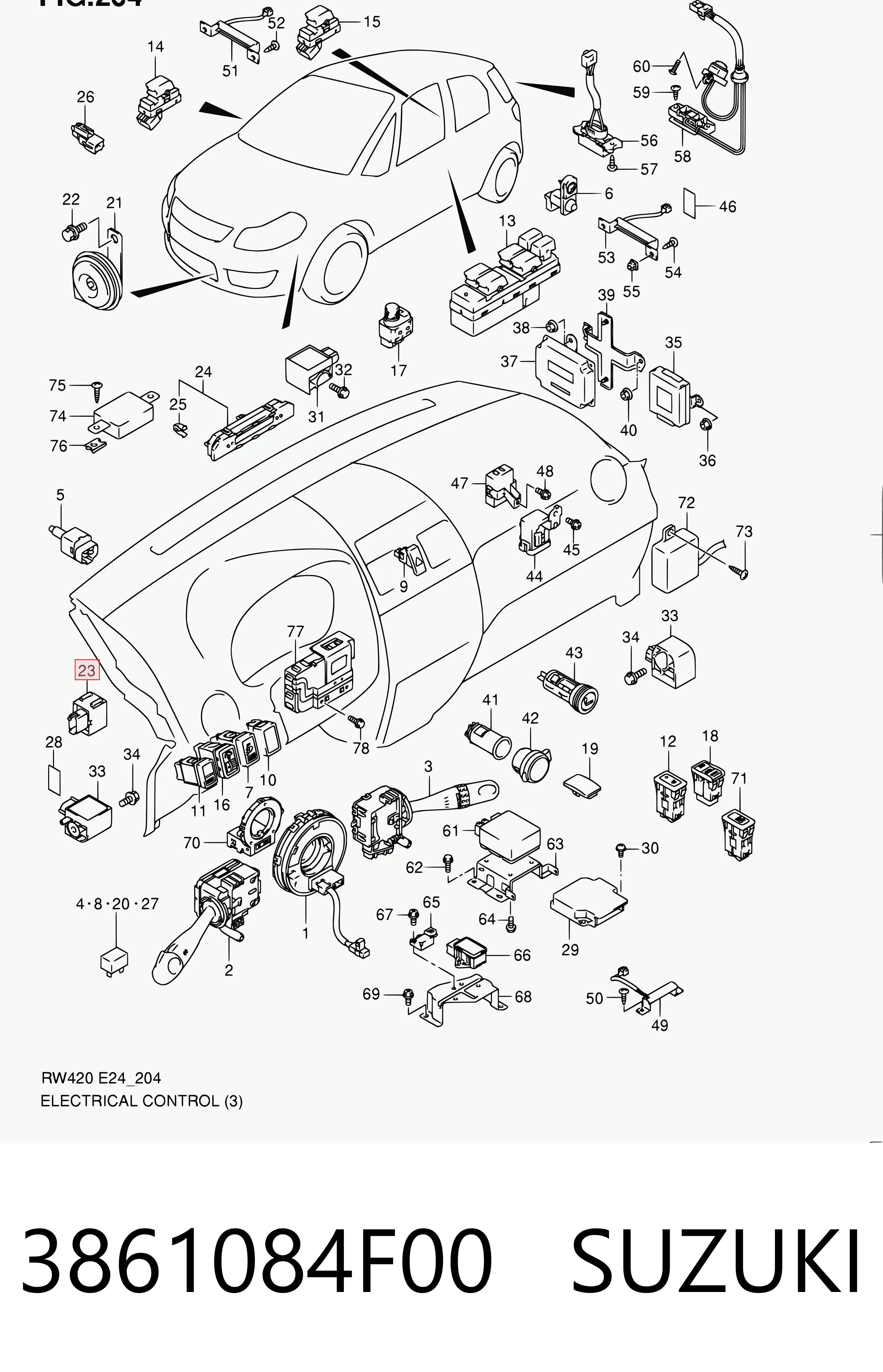 3861084F00 Suzuki Реле покажчиків поворотів