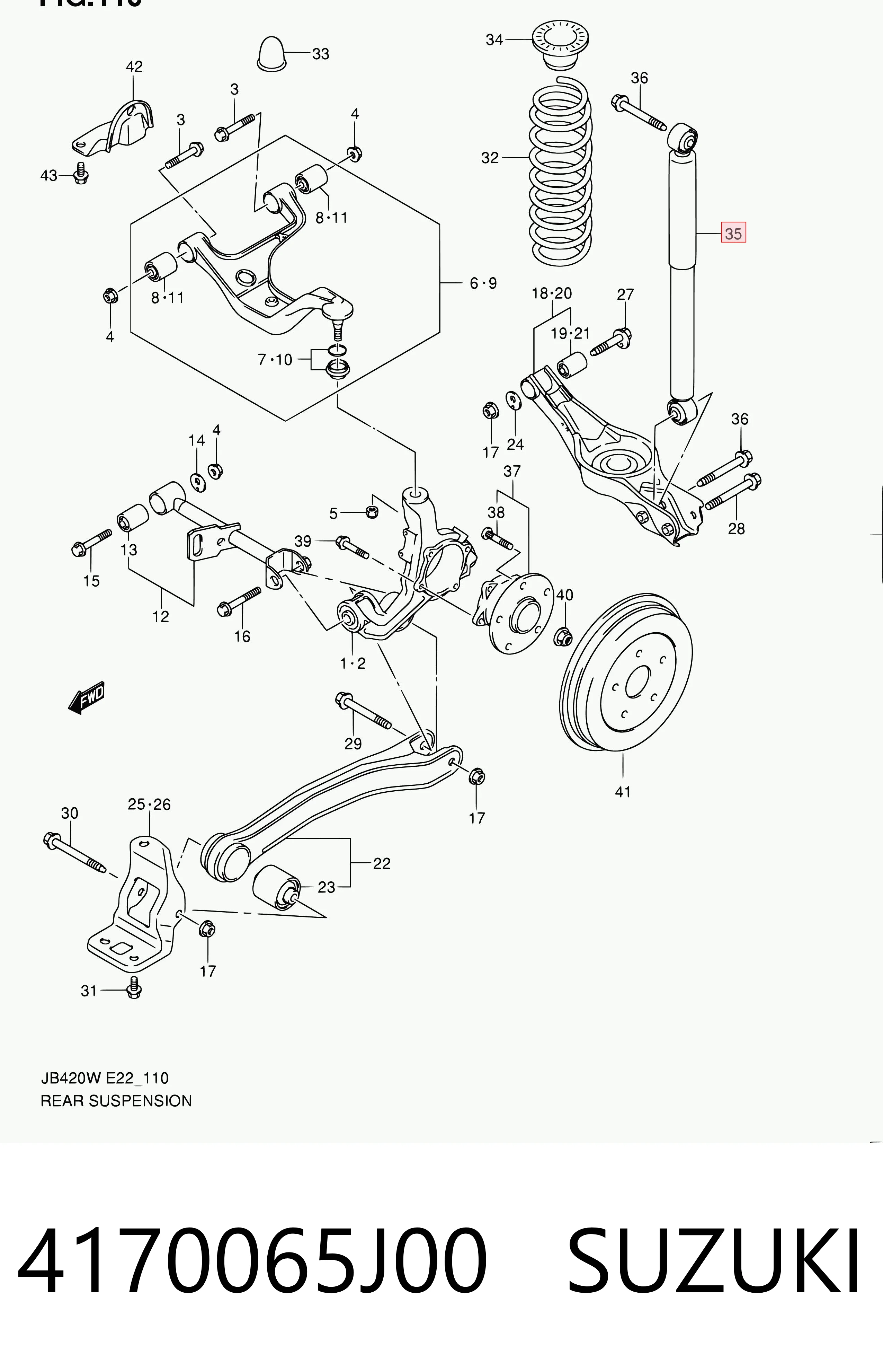 4170065J00 Suzuki Амортизатори задні