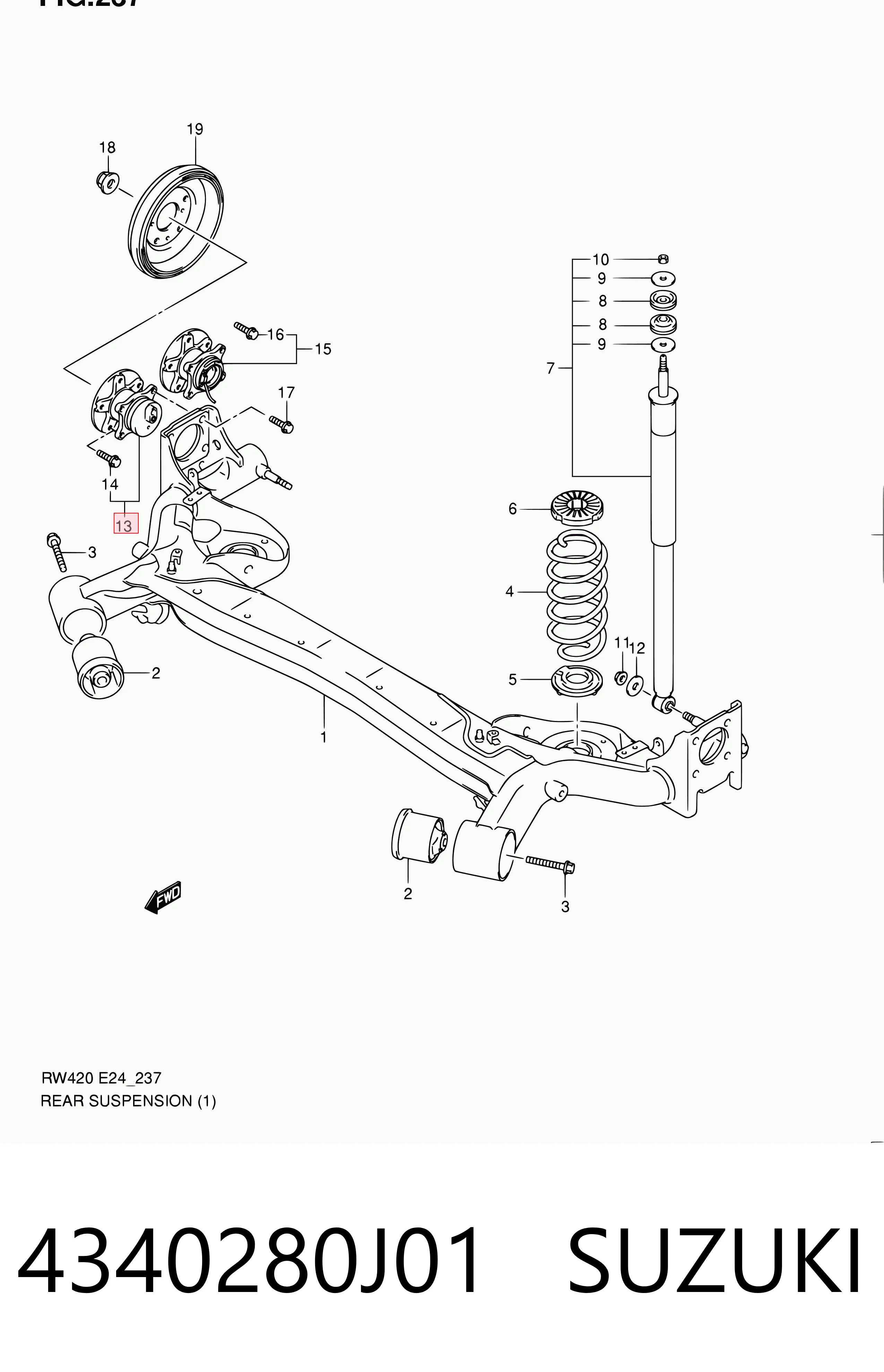 4340280J01 Suzuki Маточина задня
