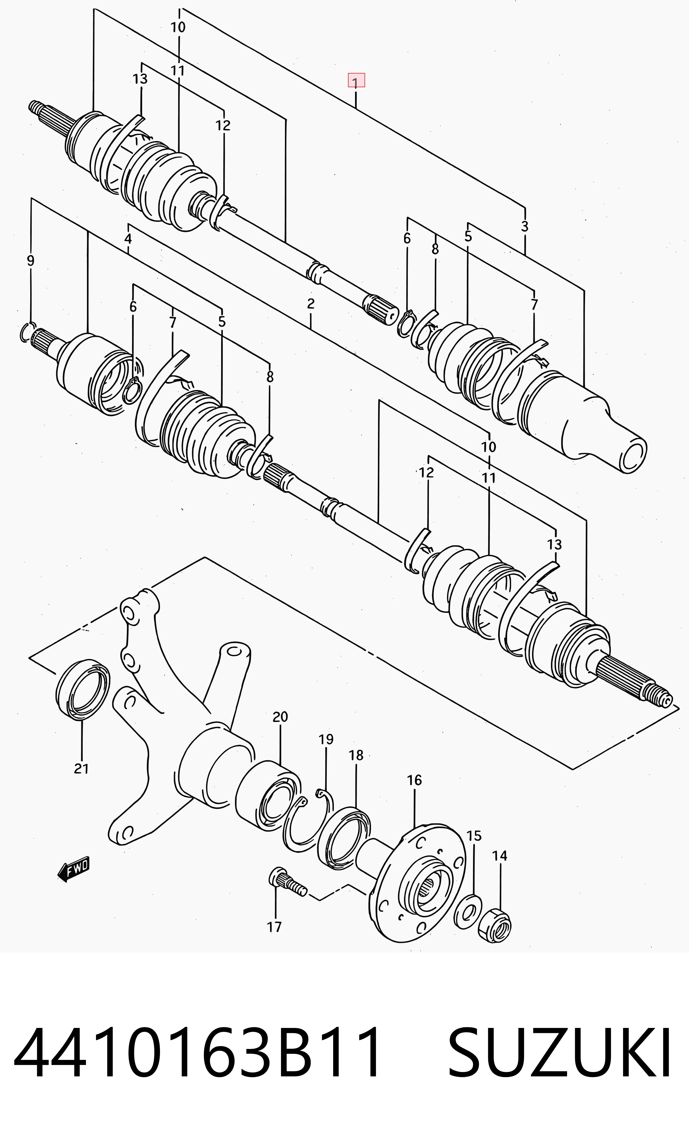 Купити 4410163B10 Subaru Піввісь права