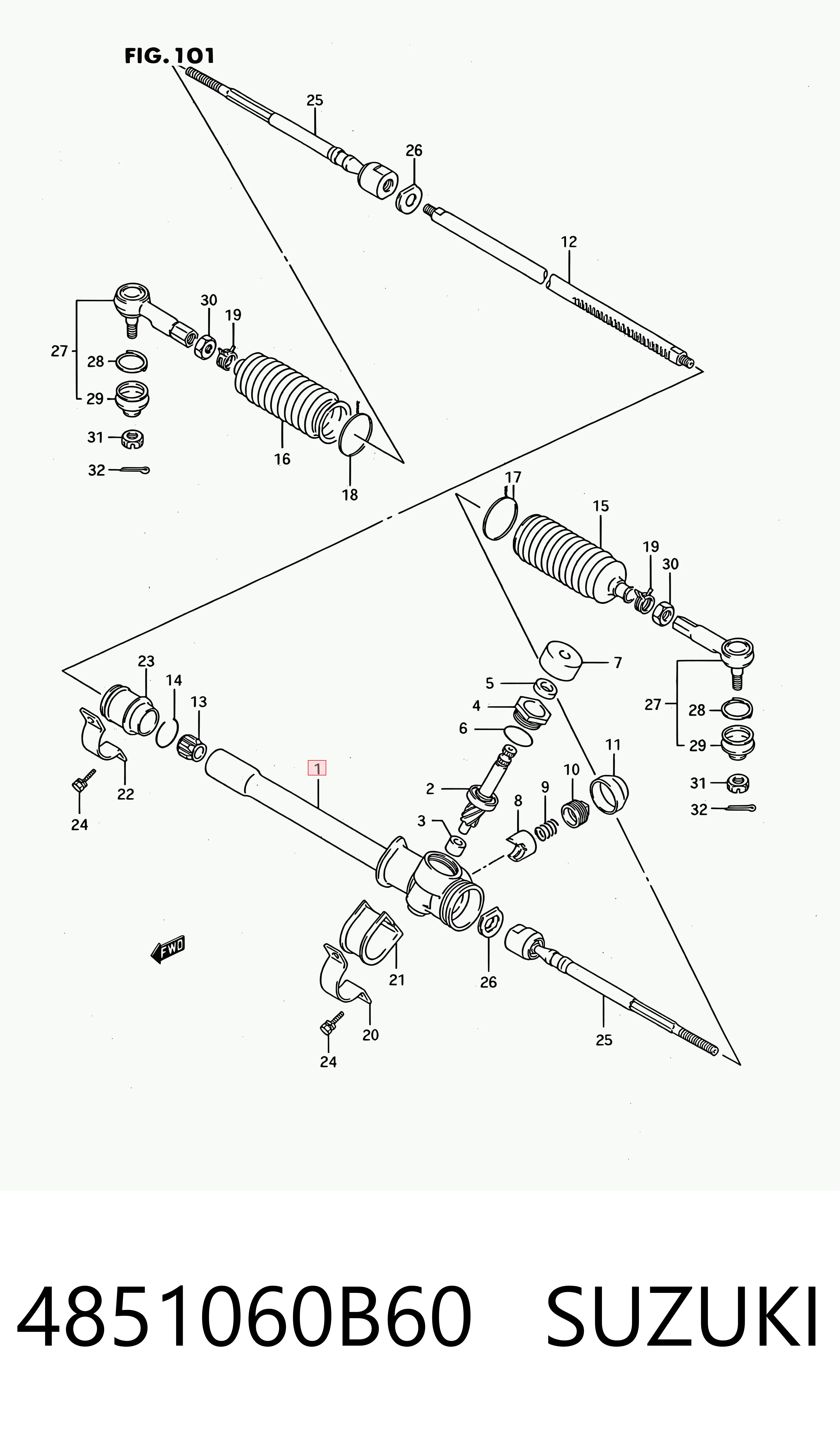 4851060B60 Subaru Рейковий рульовий механізм