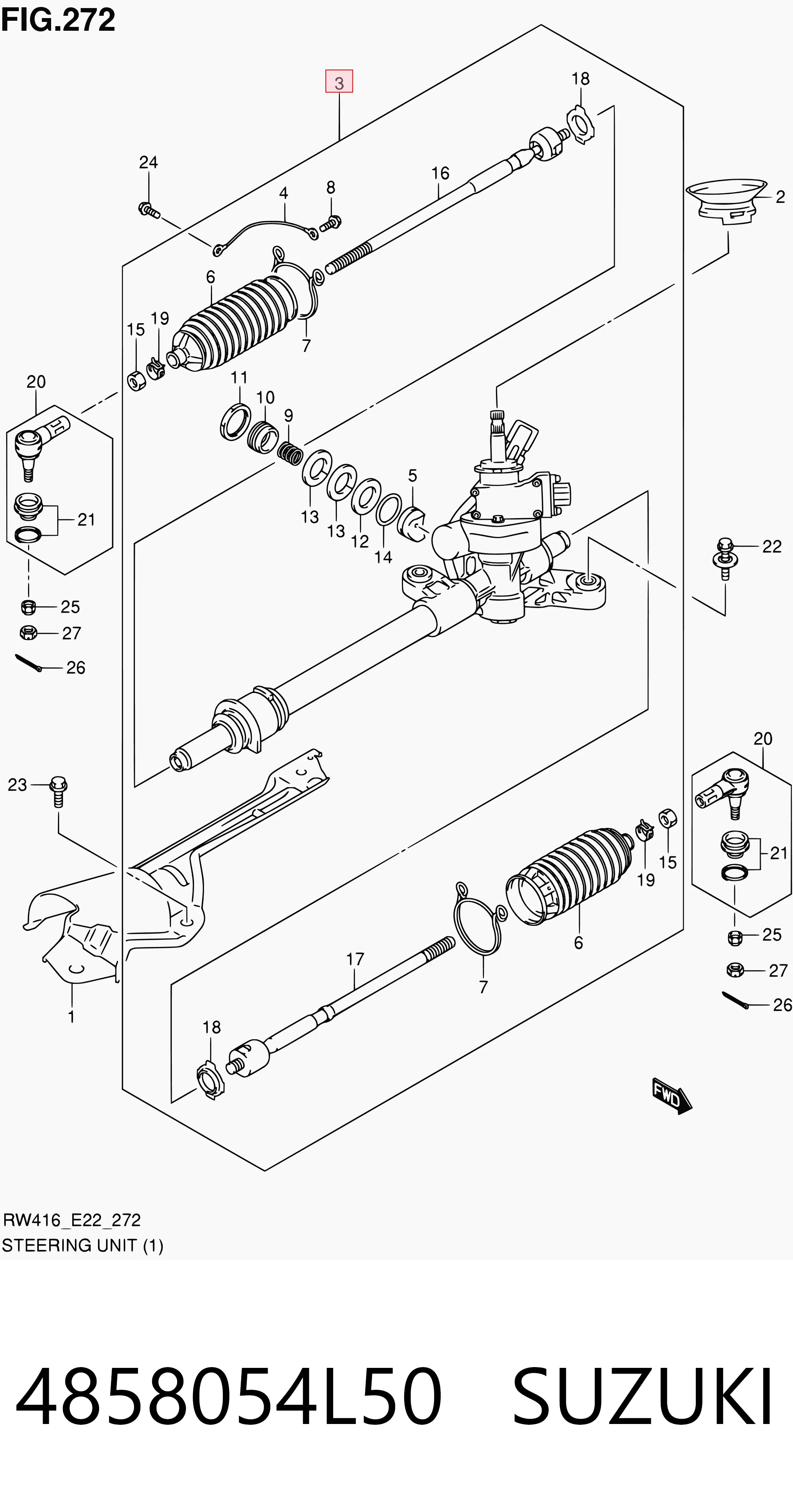 4858054L50 Suzuki Рейковий рульовий механізм