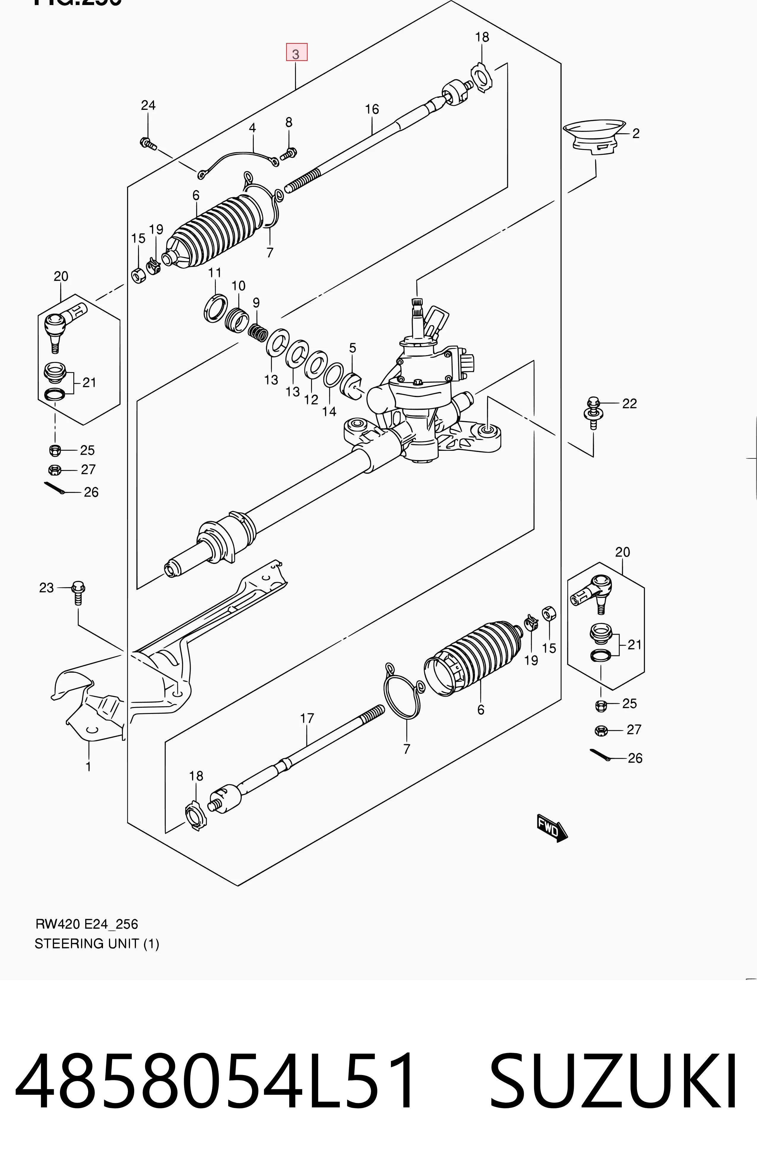 4858054L51 Suzuki Рейковий рульовий механізм