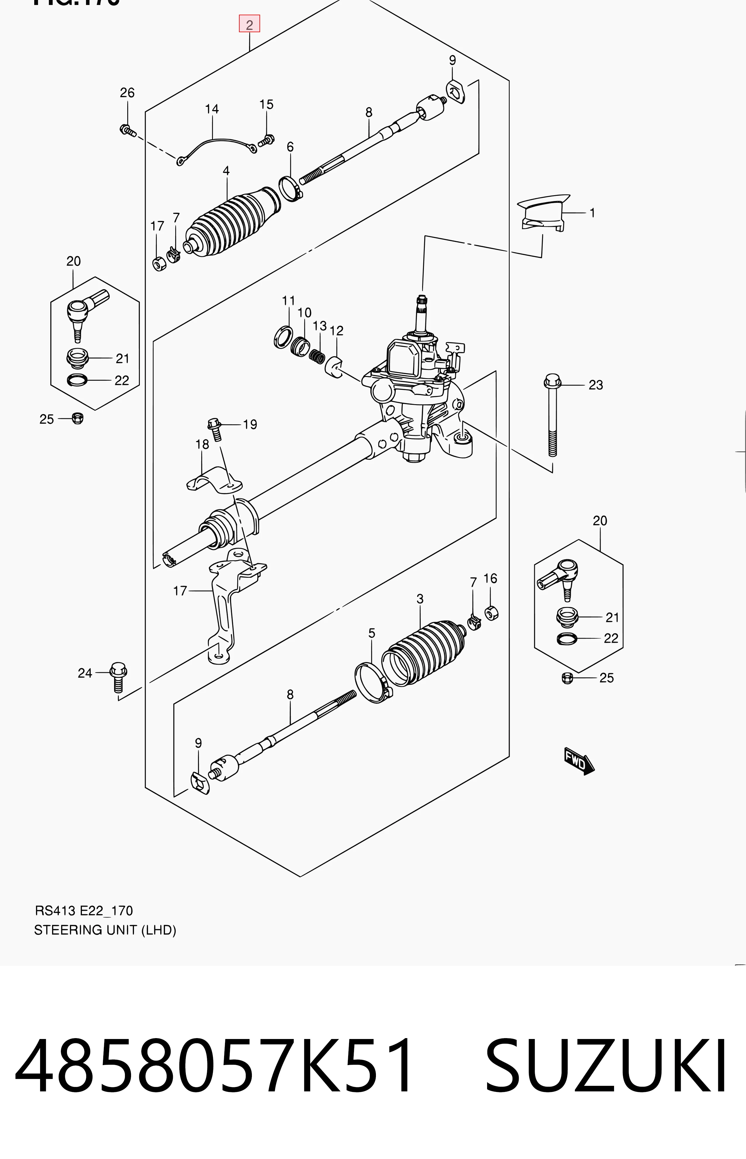 4858057K51 Suzuki Рейковий рульовий механізм