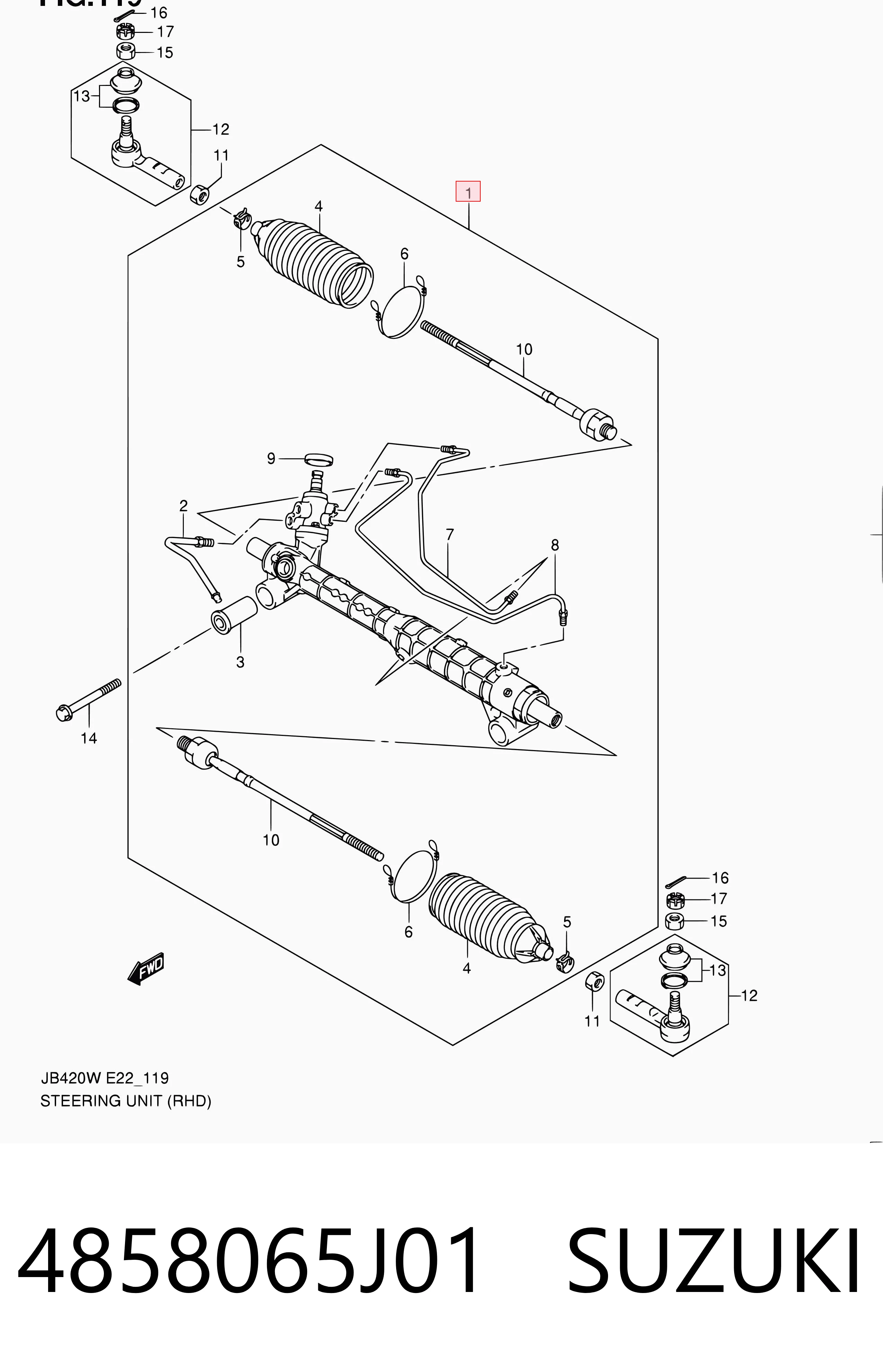 4858065J01 Suzuki Рейковий рульовий механізм