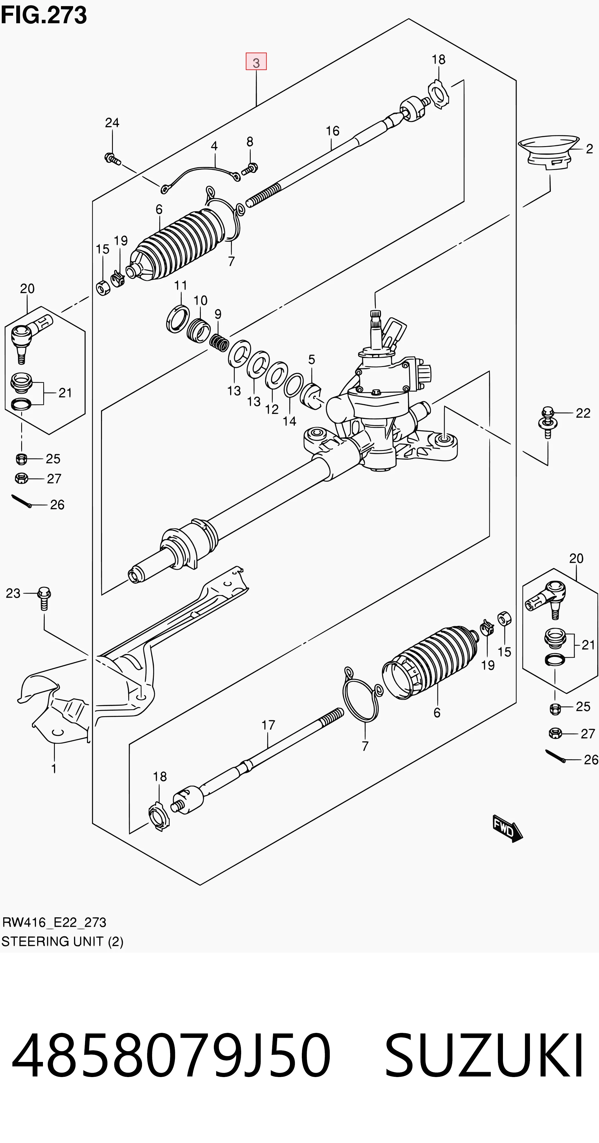 4858079J50 Suzuki Рейковий рульовий механізм