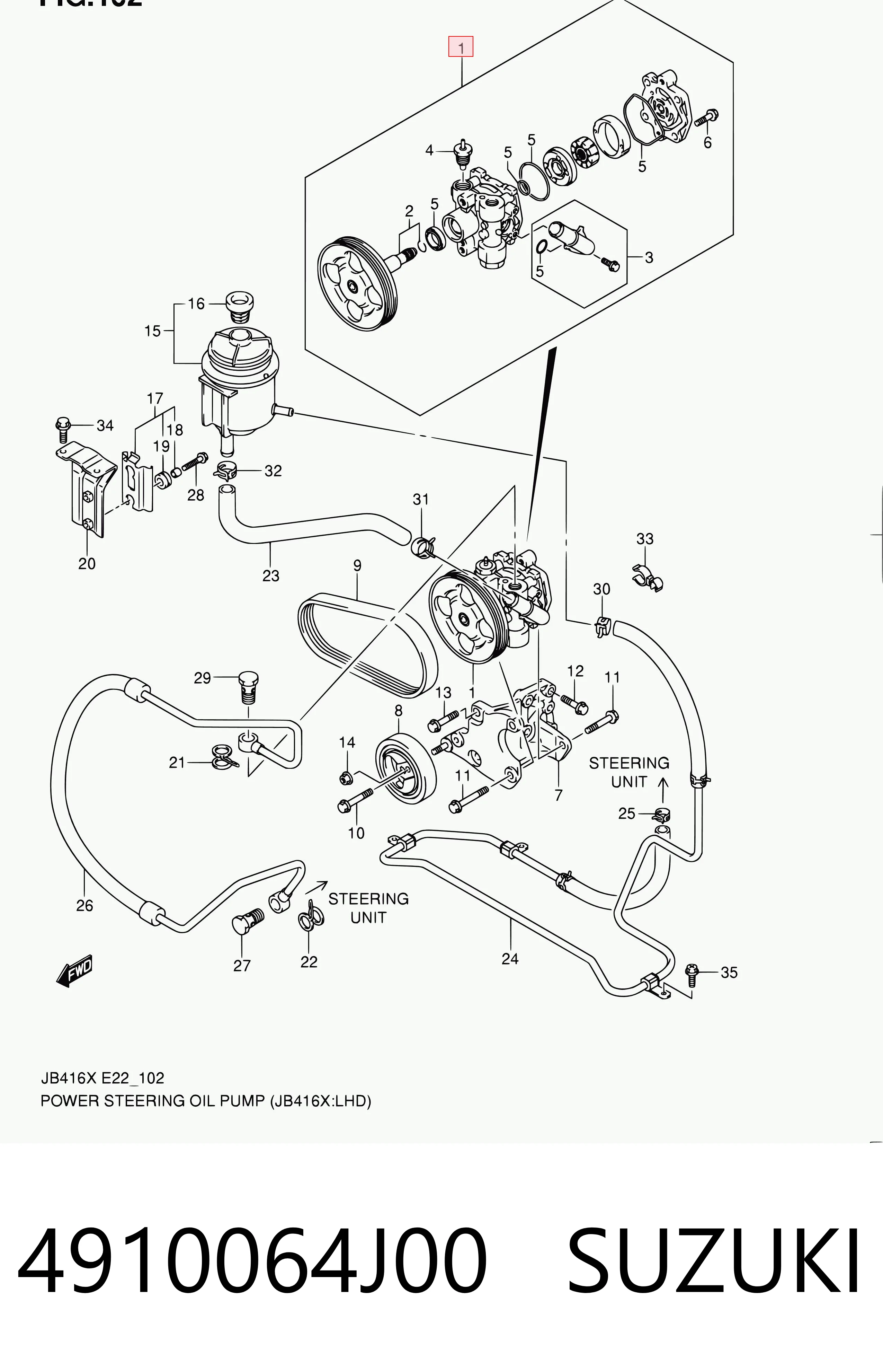 4910064J00 Suzuki Насос гідропідсилювача