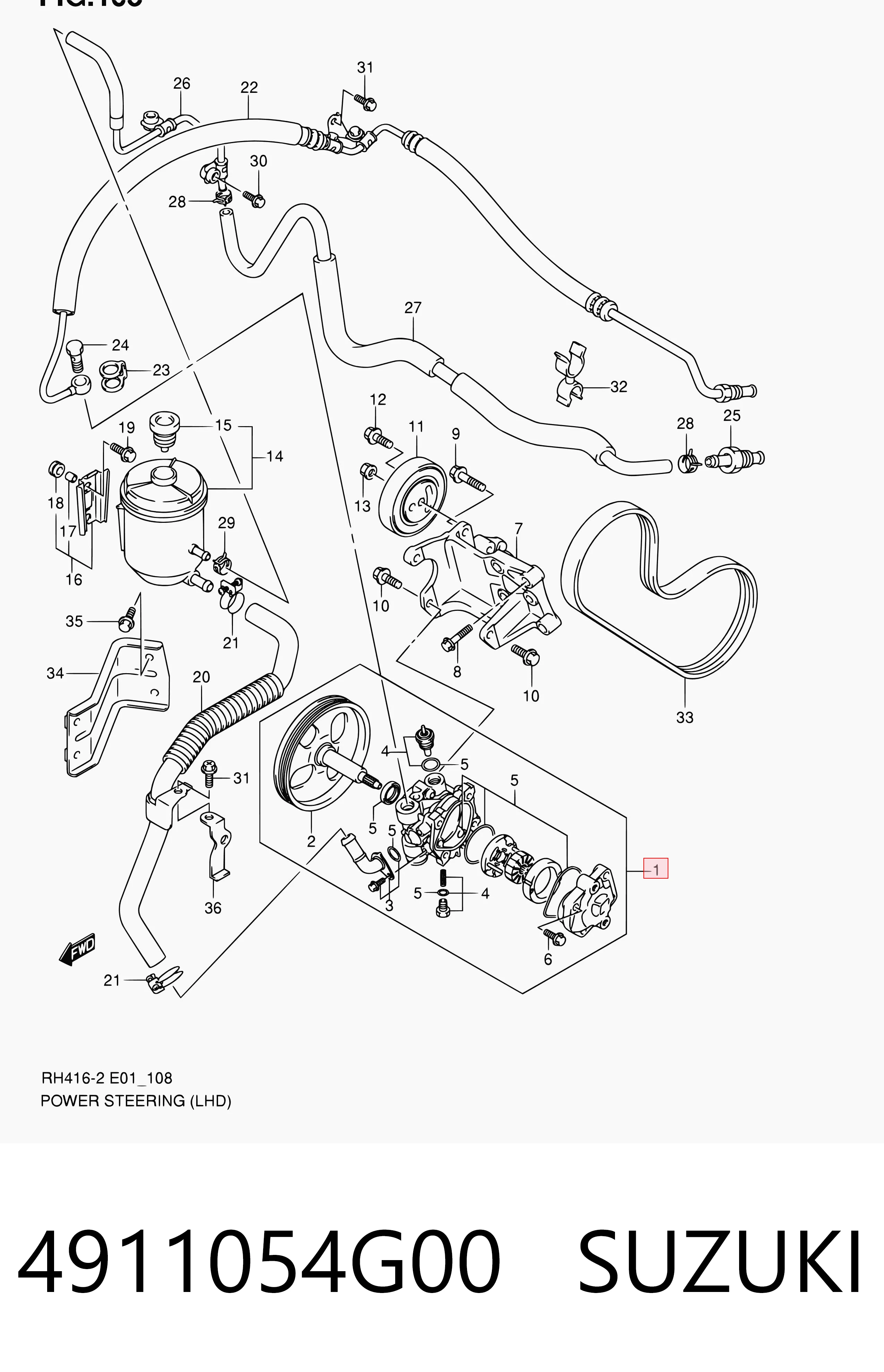 4911054G00 Suzuki Насос гідропідсилювача