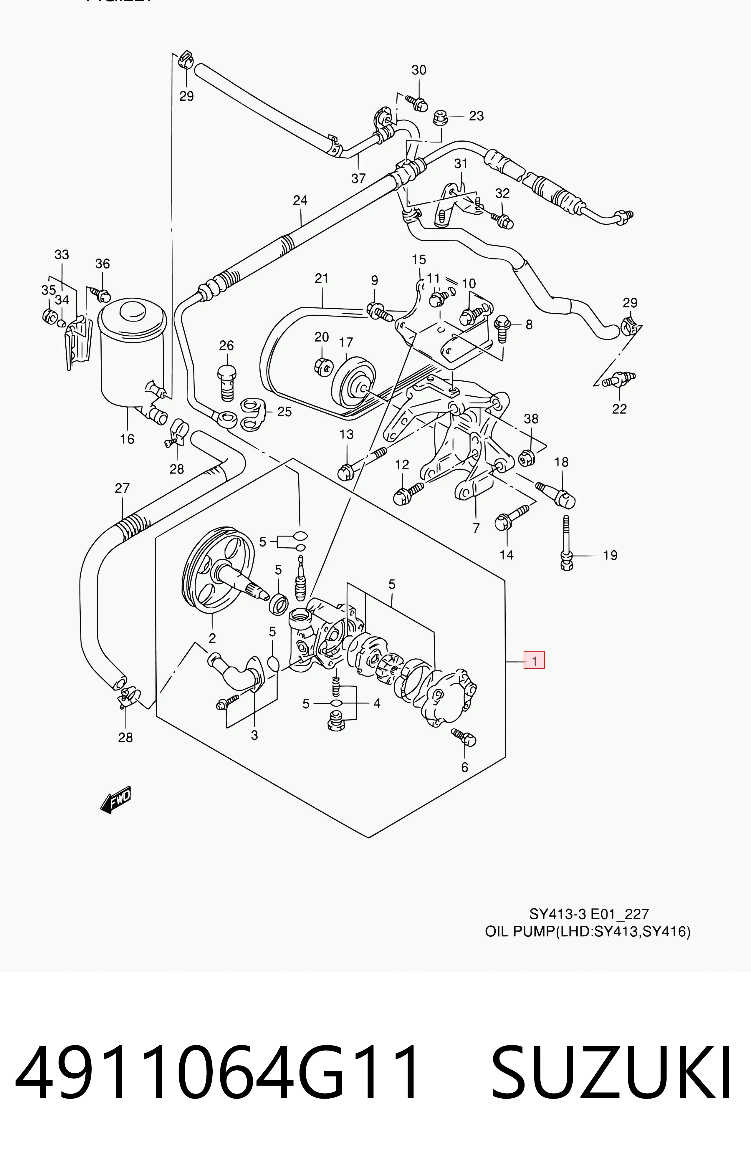 4911064G11 Suzuki Насос гідропідсилювача