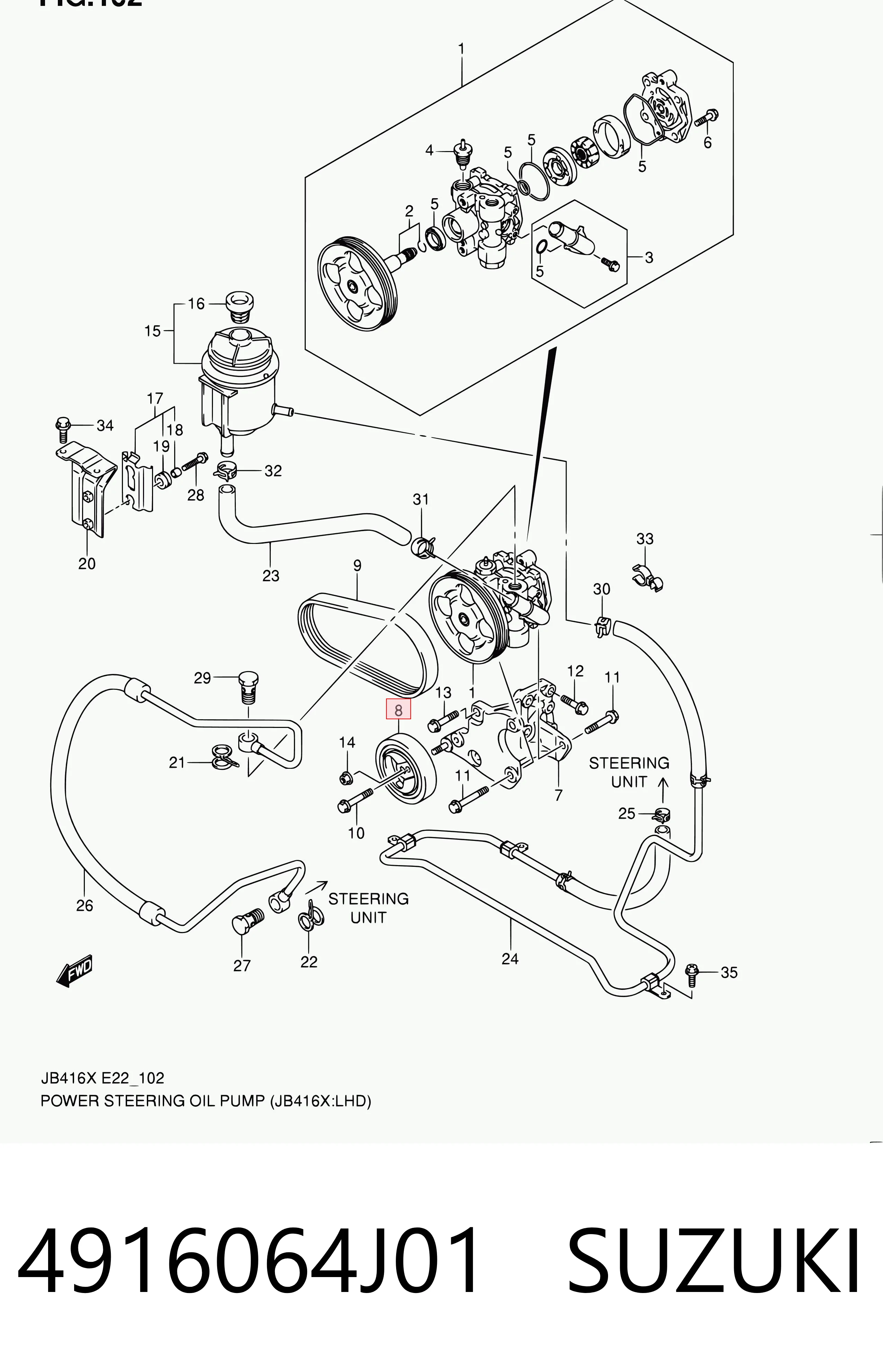 4916064J01 Suzuki Ролик натяжителя ременя агрегатів