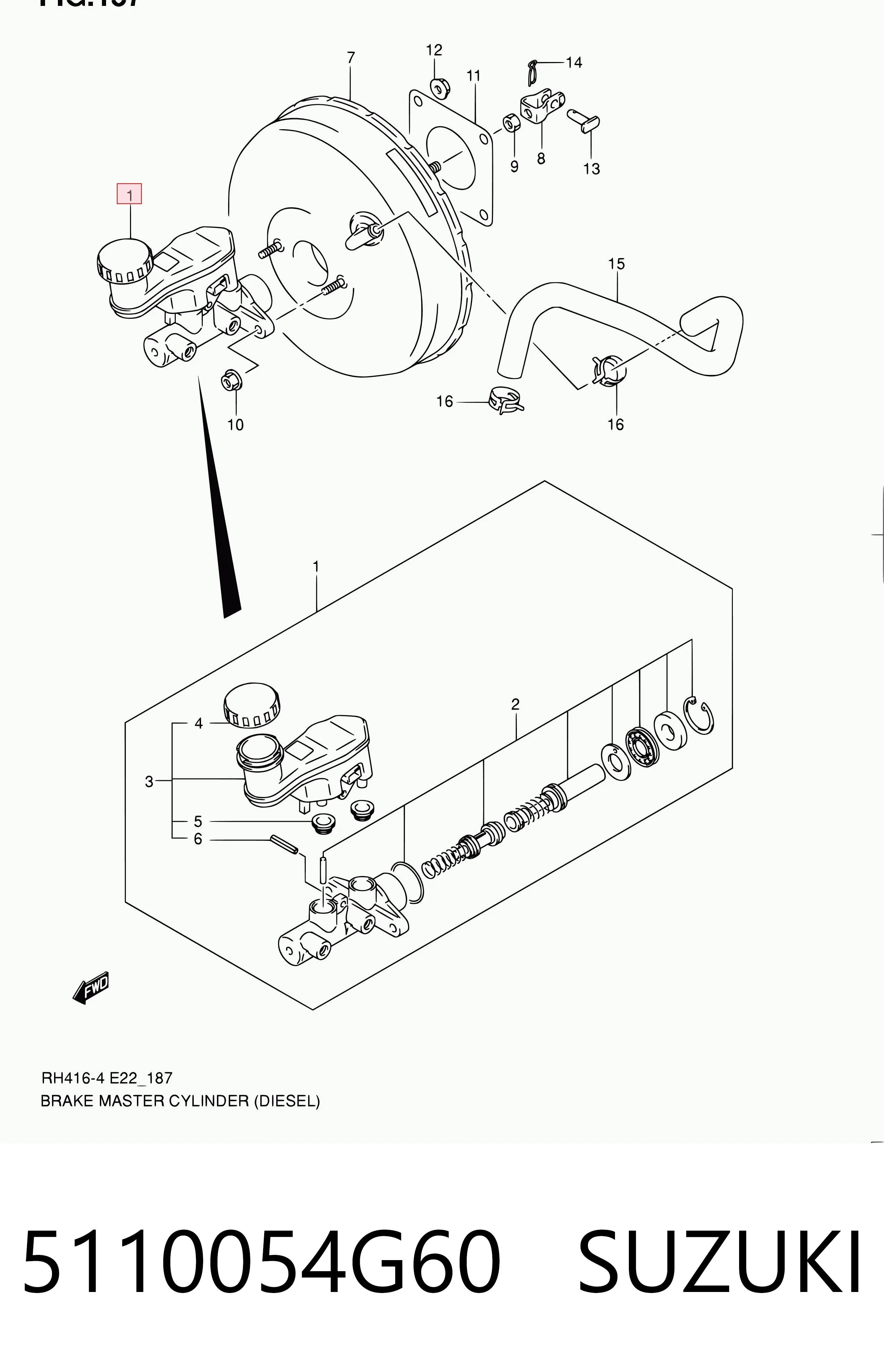 5110054G60 Suzuki Циліндр гальмівний, головний