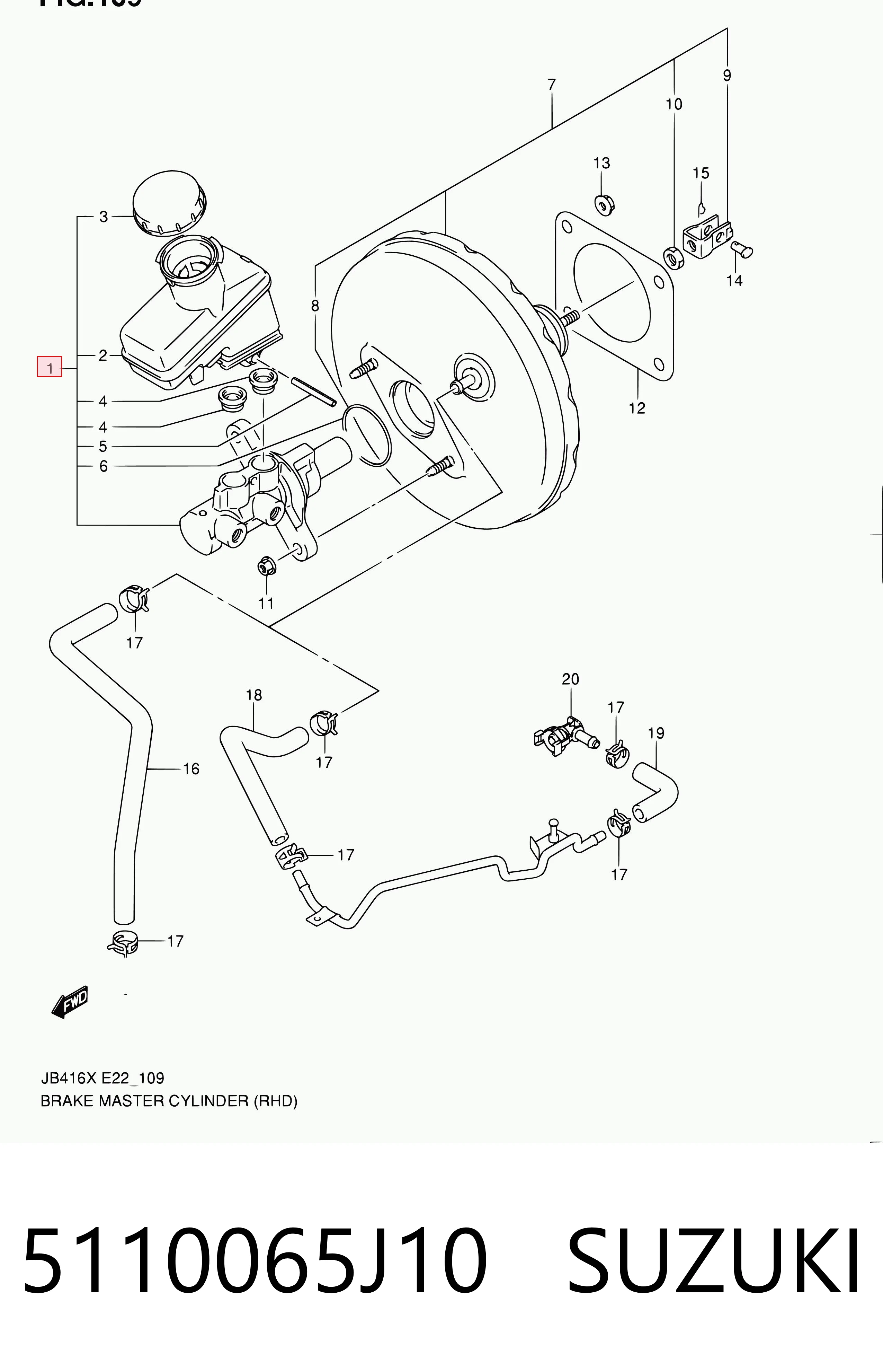 5110065J10 Suzuki Циліндр гальмівний, головний