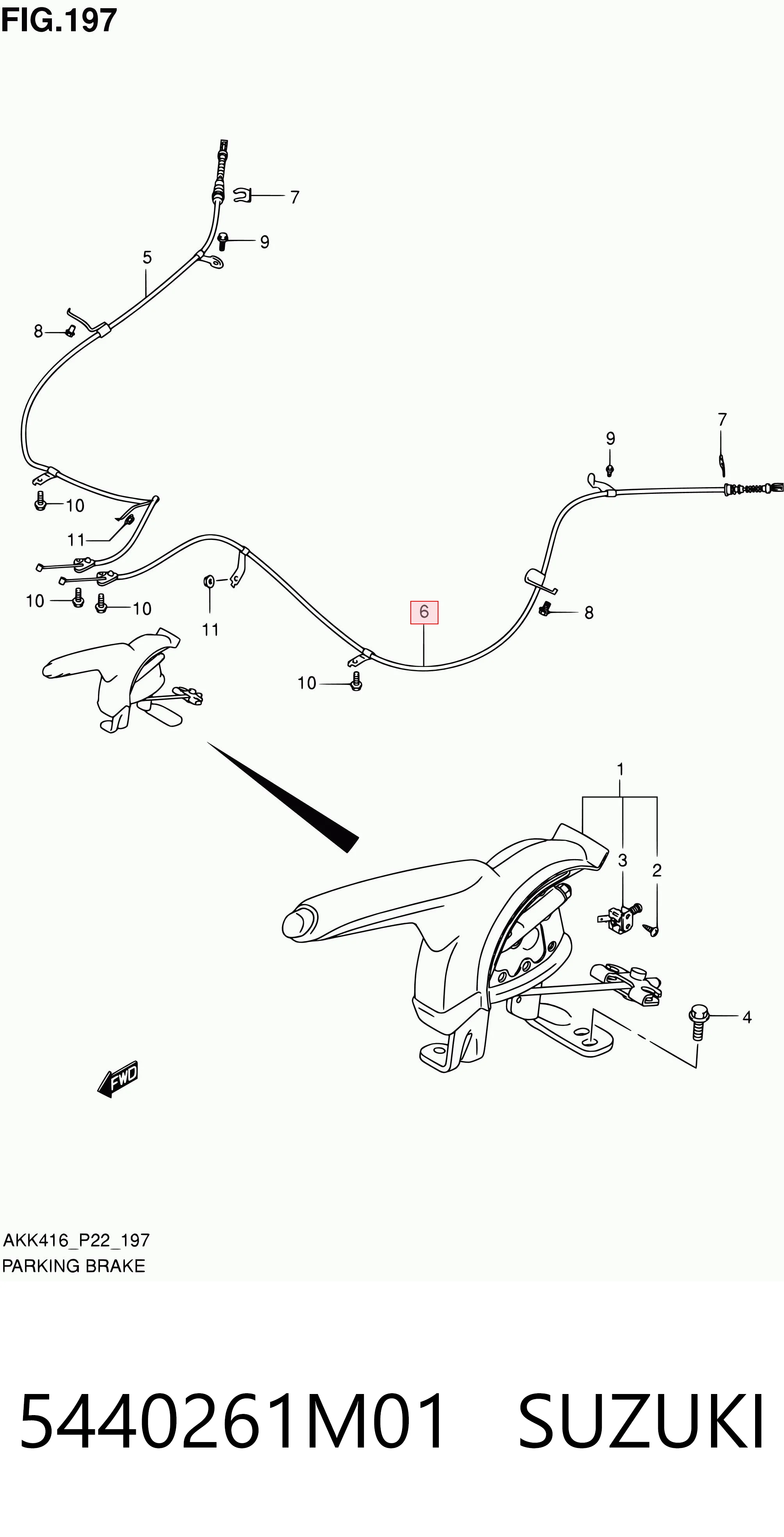 5440261M01 Suzuki Трос ручника задній лівий