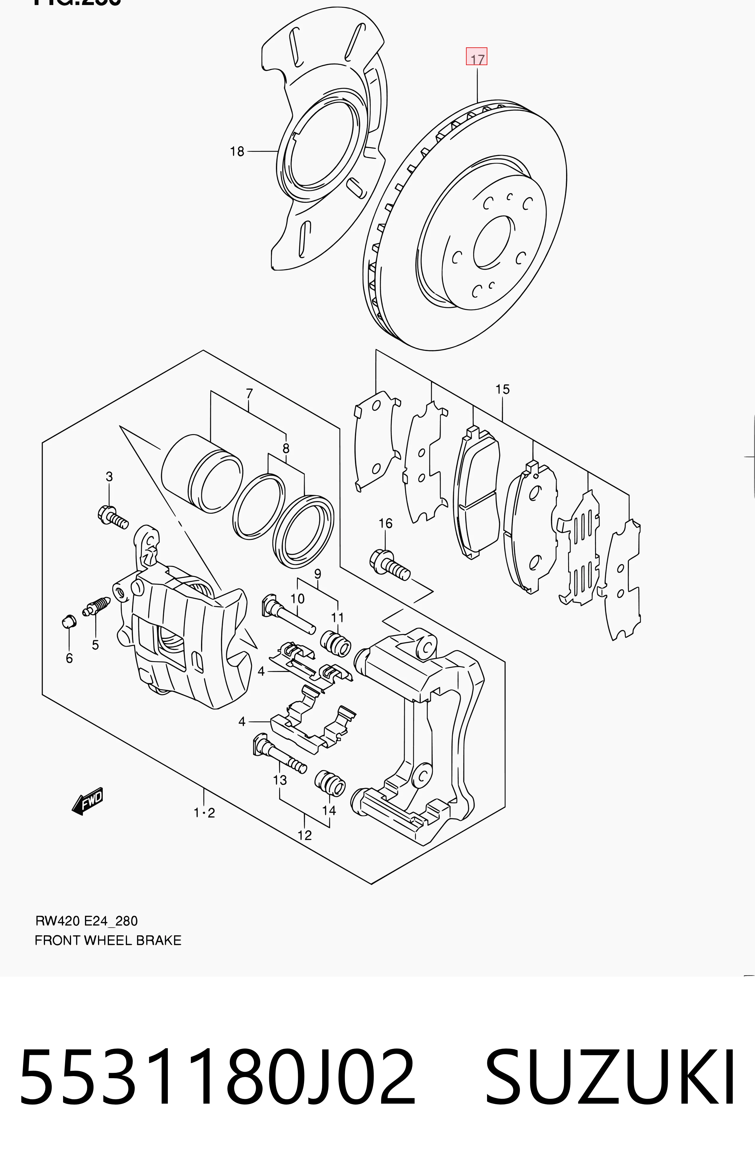 5531180J02 Suzuki Гальмо дискове переднє