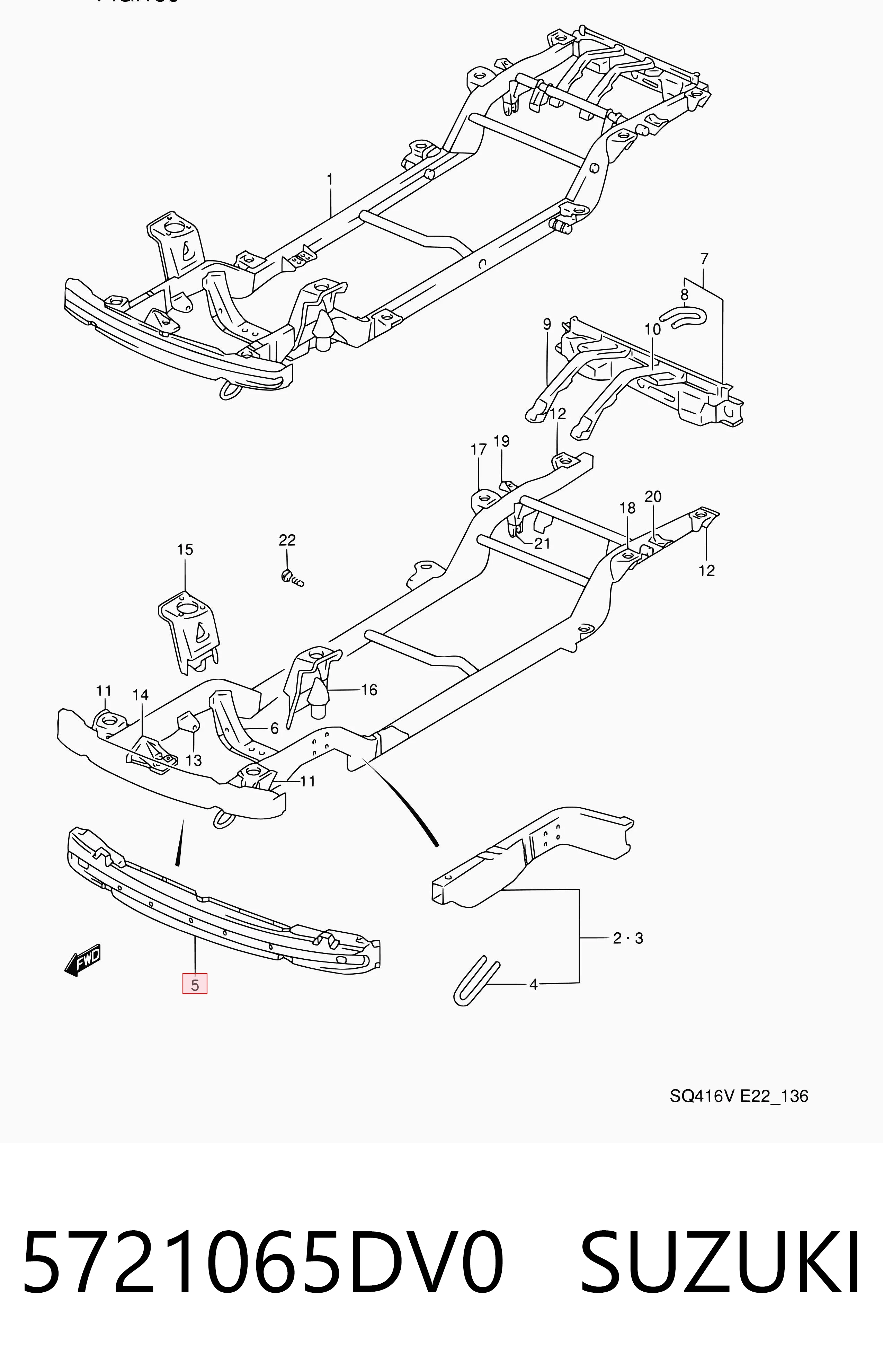 5721065DV0 Suzuki Балка бампера переднього