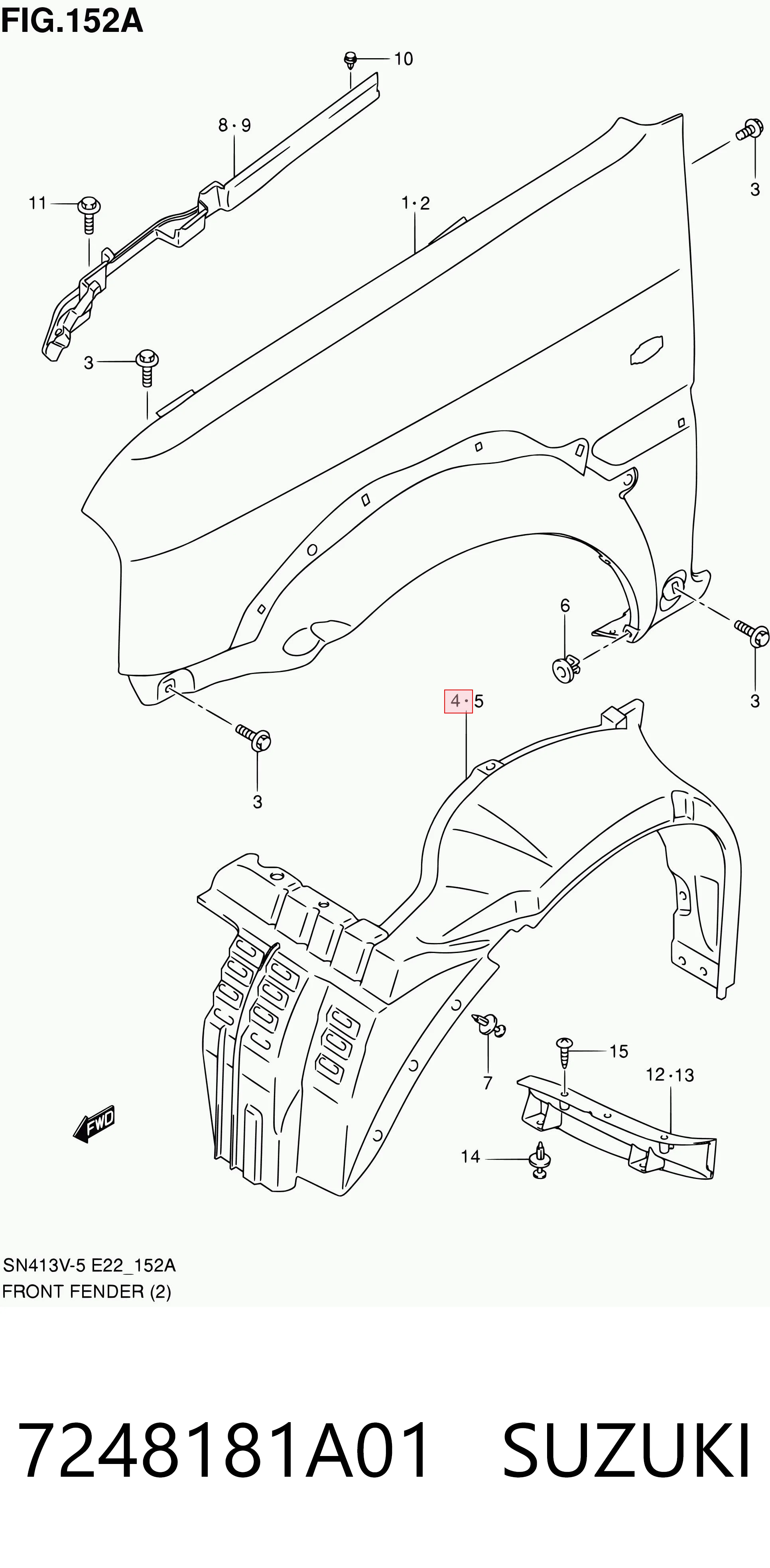 7248181A01 Suzuki Підкрилок переднього крила, правий