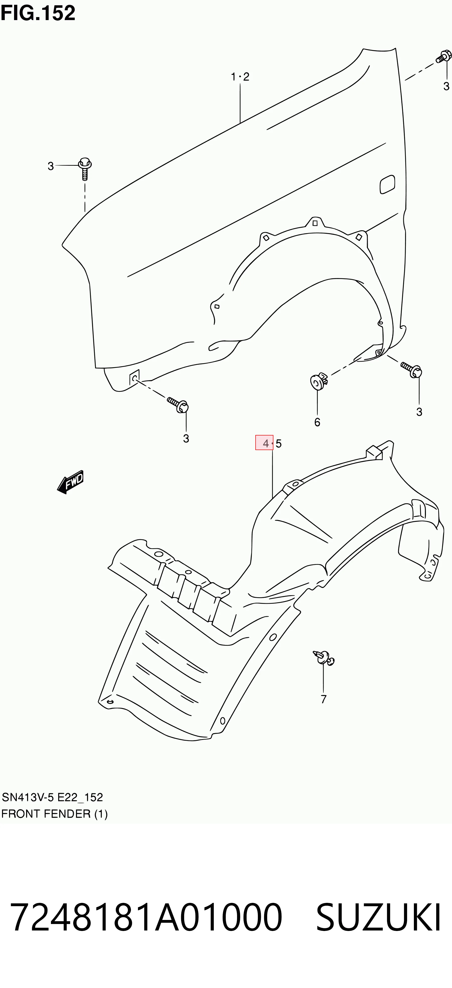 7248181A01000 Suzuki Підкрилок переднього крила, правий