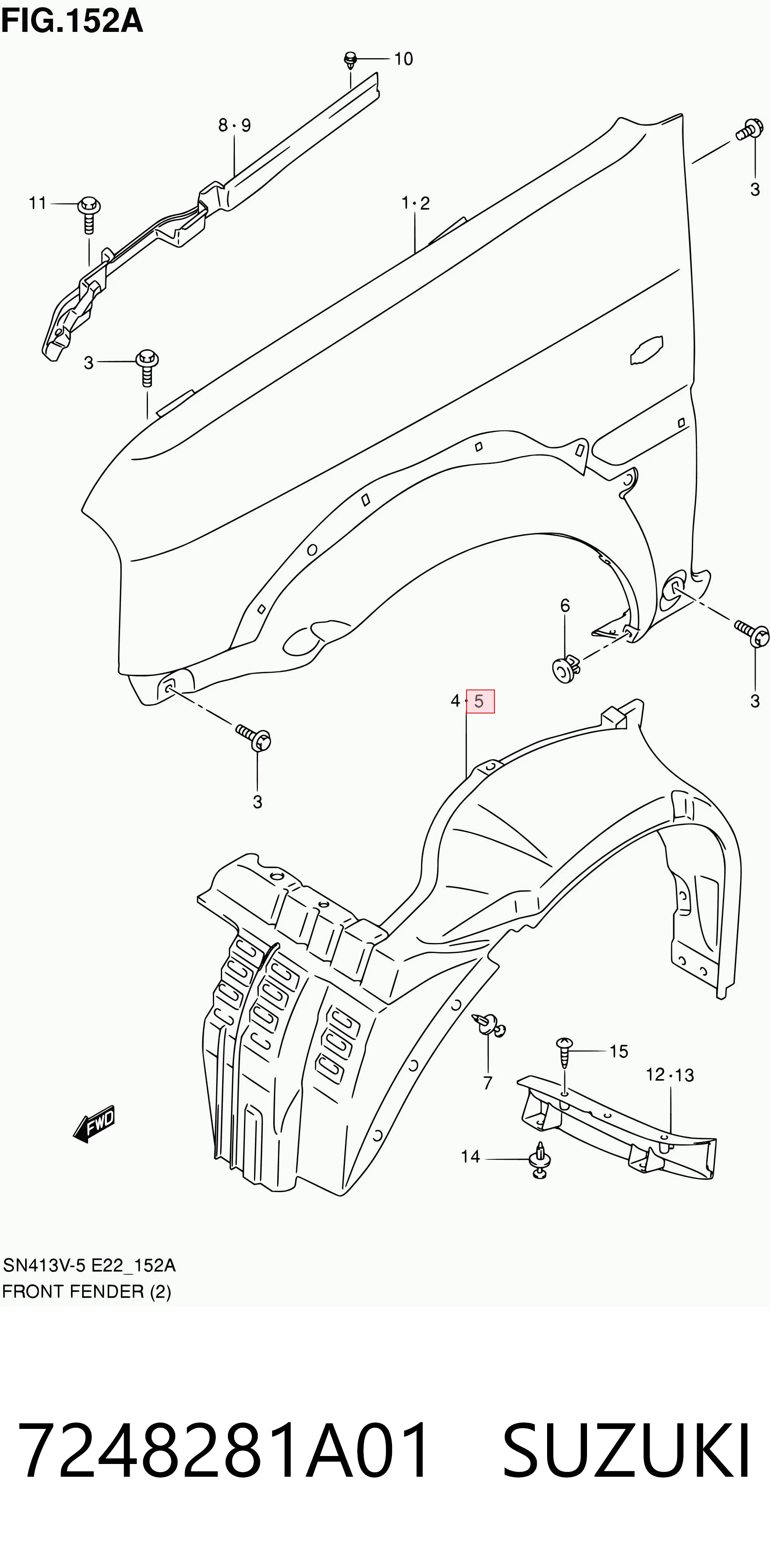 7248281A01 Suzuki Підкрилок переднього крила, лівий