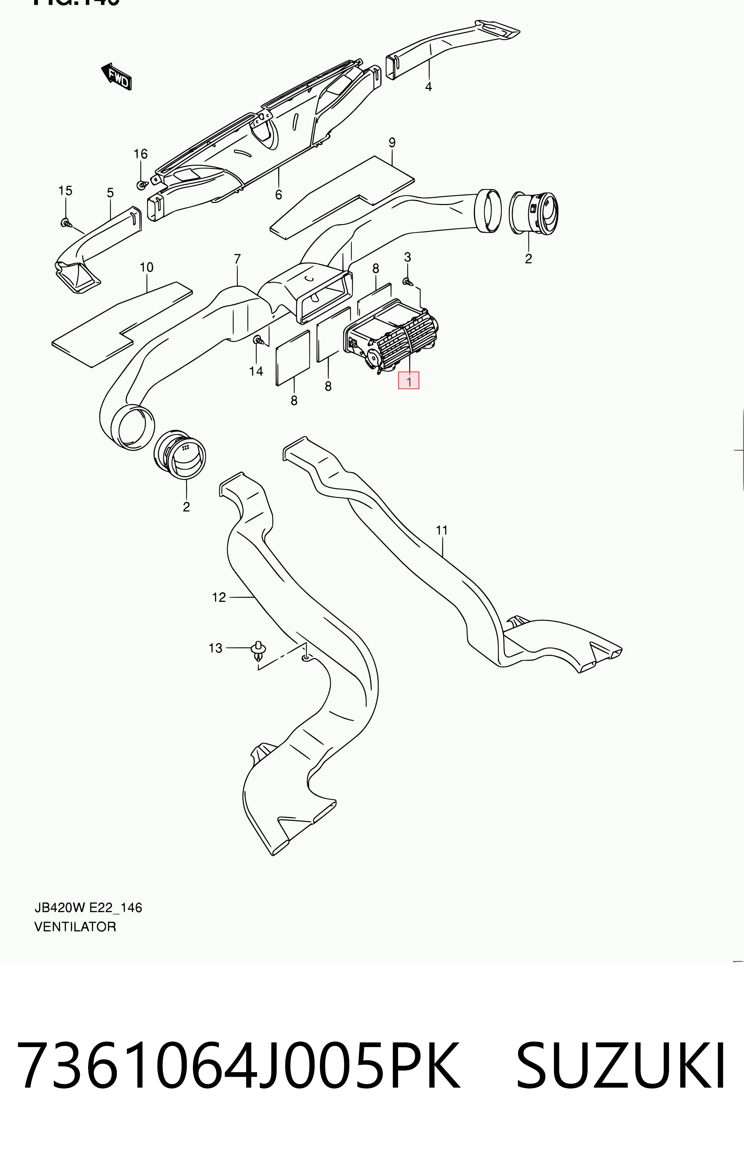 7361064J005PK Suzuki Решітка повітропровода