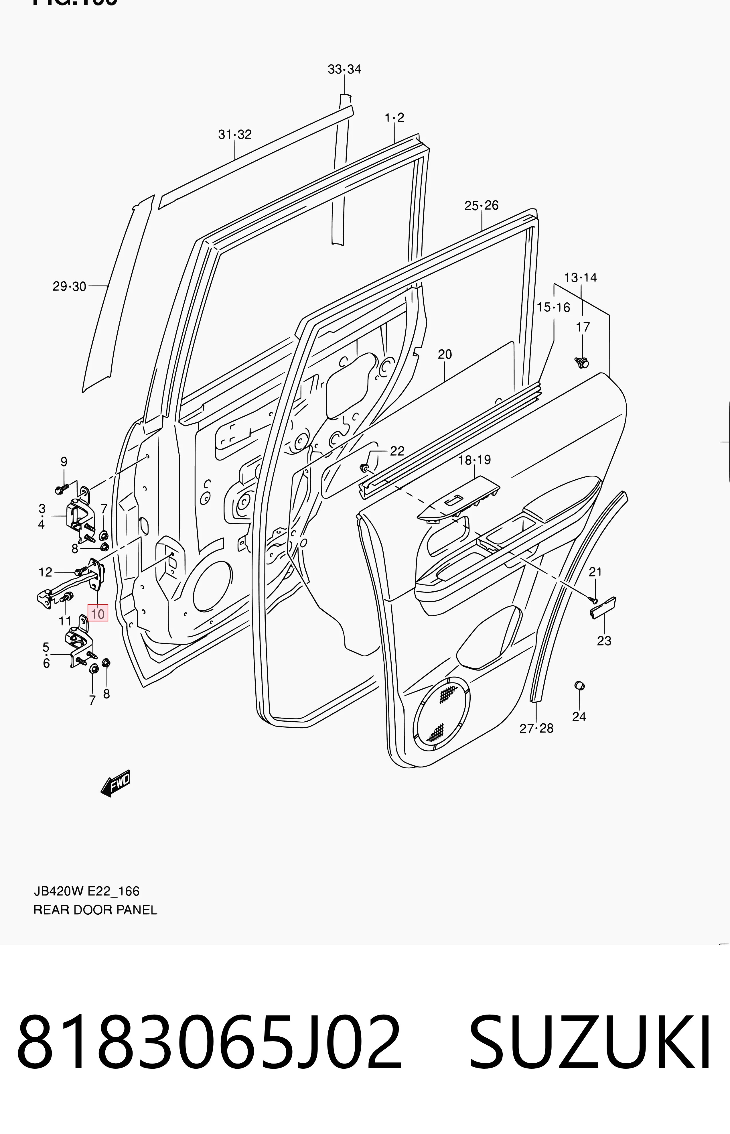 8183065J02 Suzuki Обмежувач відкриття дверей, задній