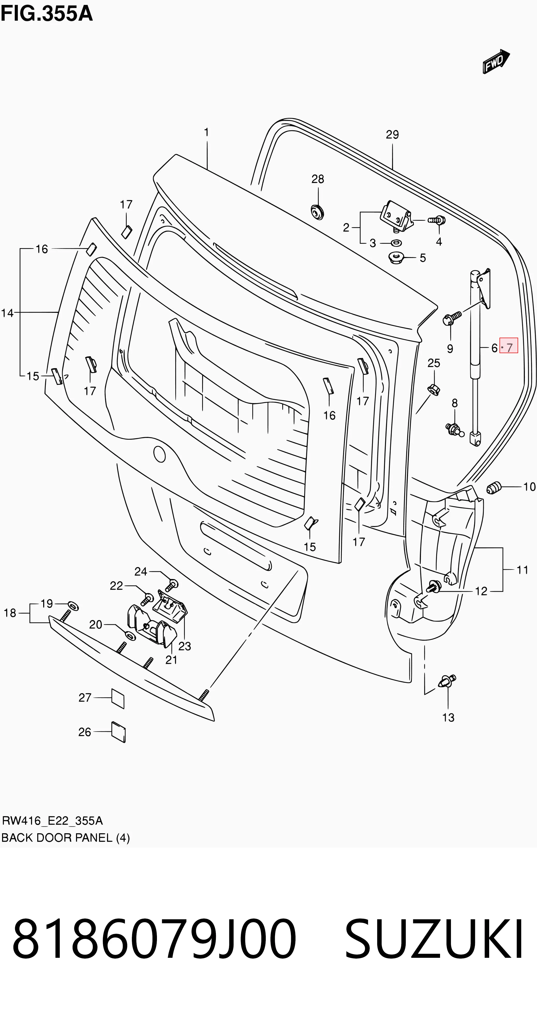 8186079J00 Suzuki Амортизатор кришки багажника / двері 3/5-ї задньої
