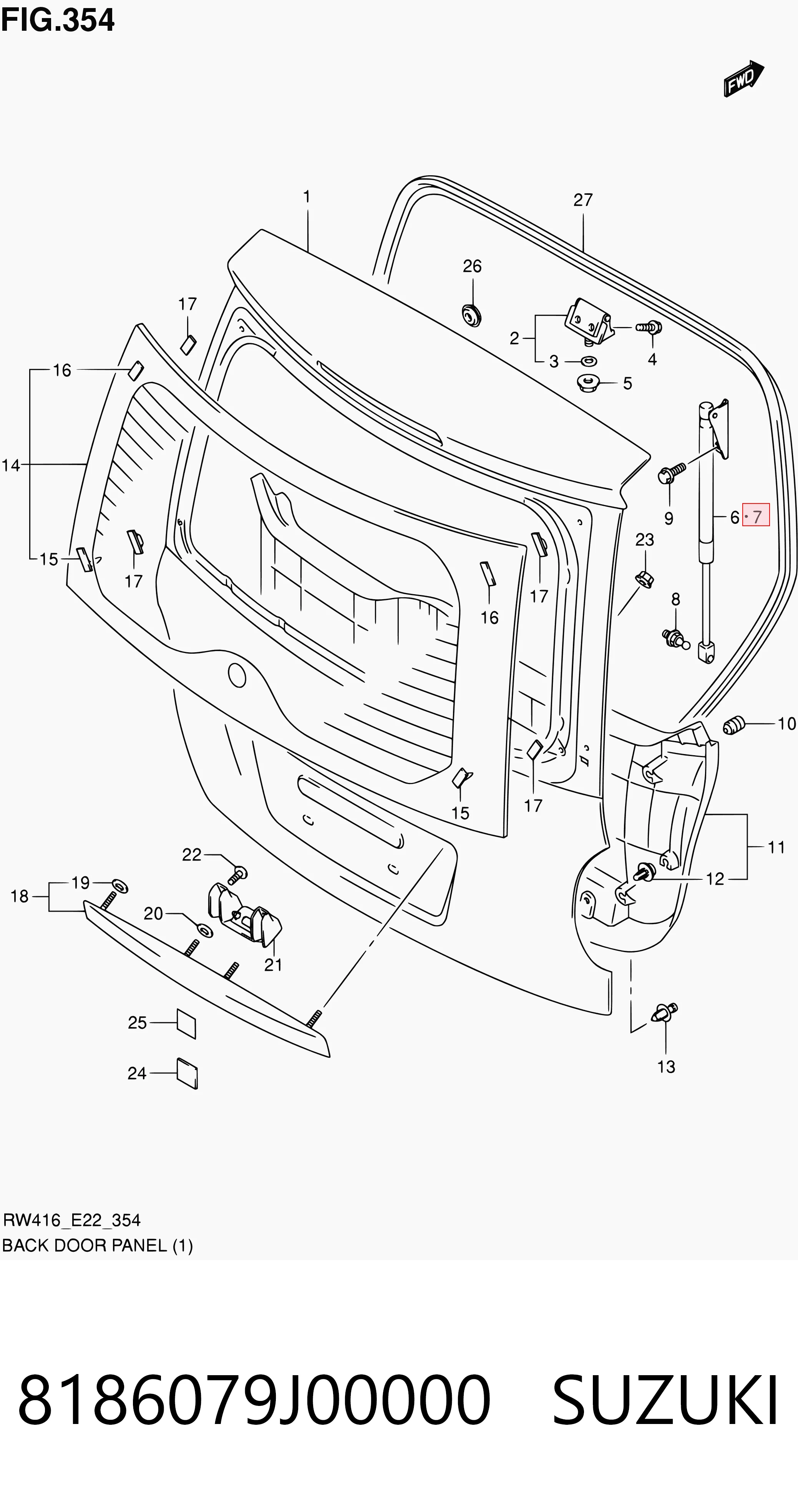 8186079J00000 Suzuki Амортизатор кришки багажника / двері 3/5-ї задньої