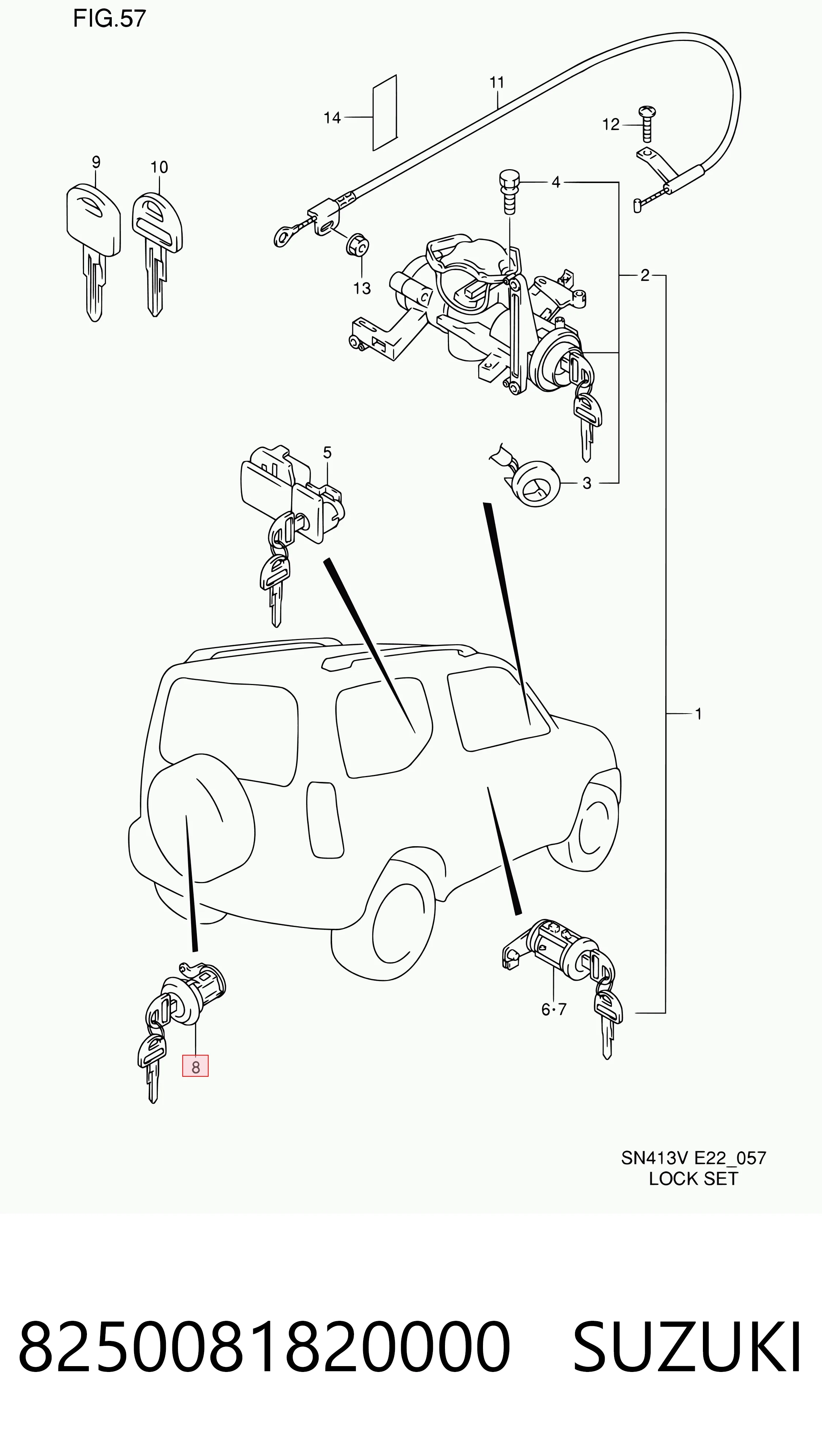 Личинка замка кришки багажника Suzuki Jimny SN, JB