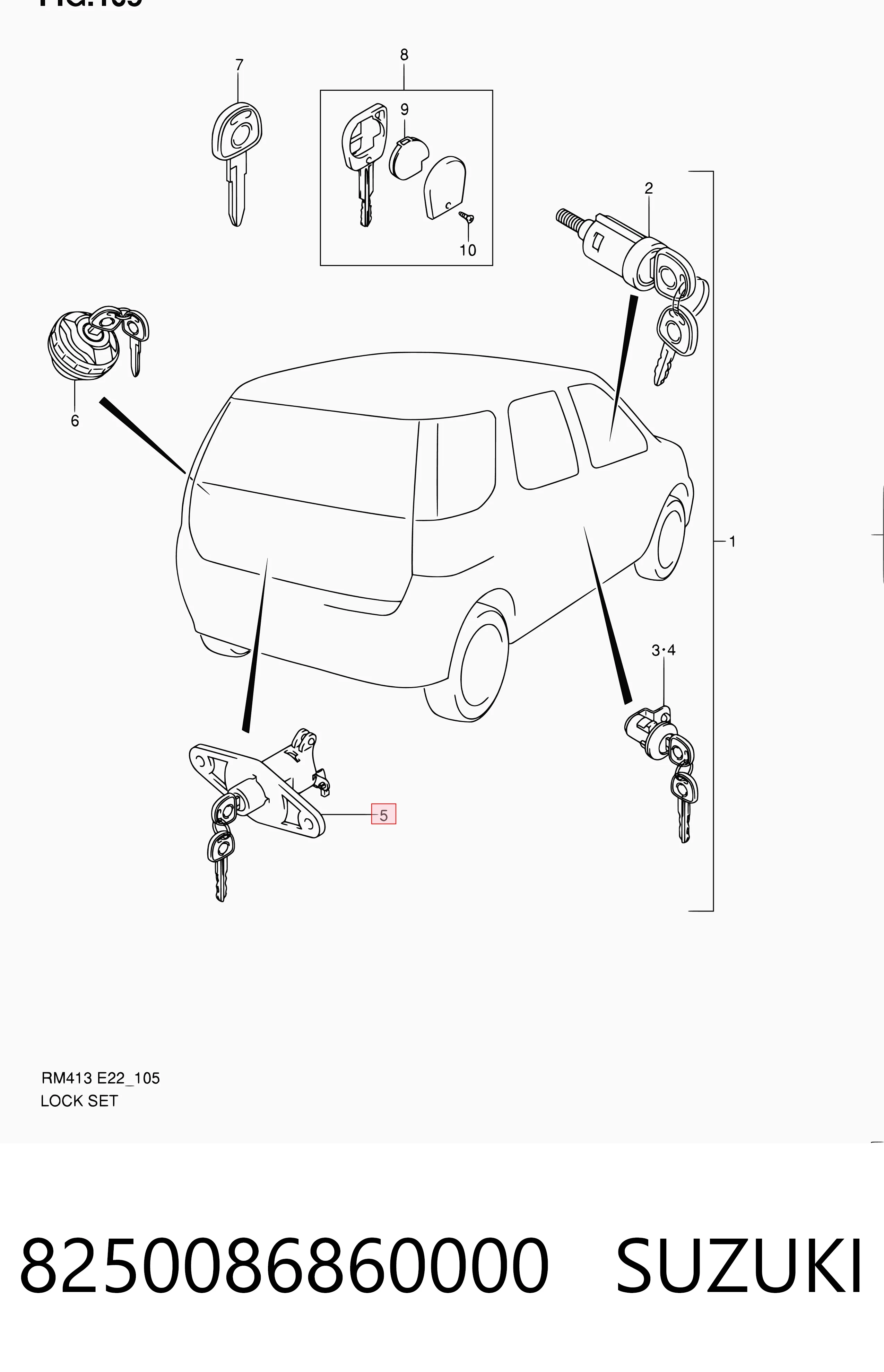 Личинка замка кришки багажника Suzuki Ignis 2 FH