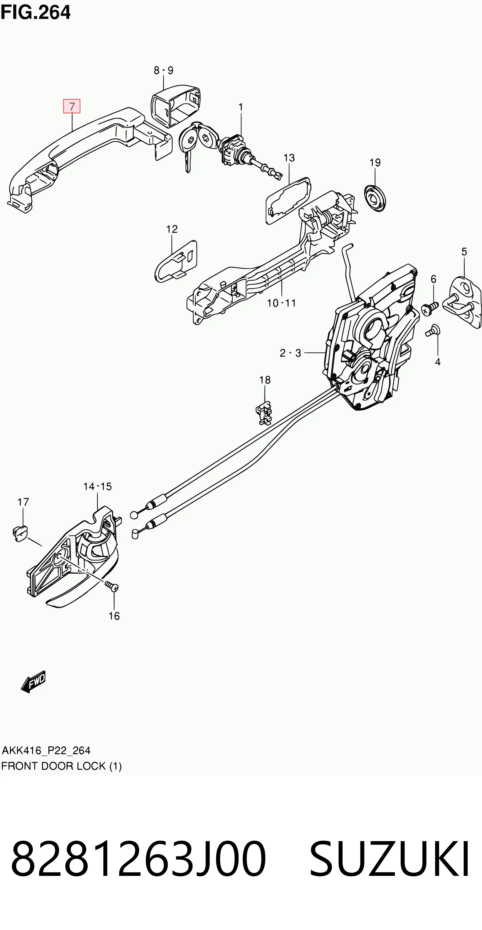 8281263J00 Suzuki Ручка передніх дверей, зовнішня