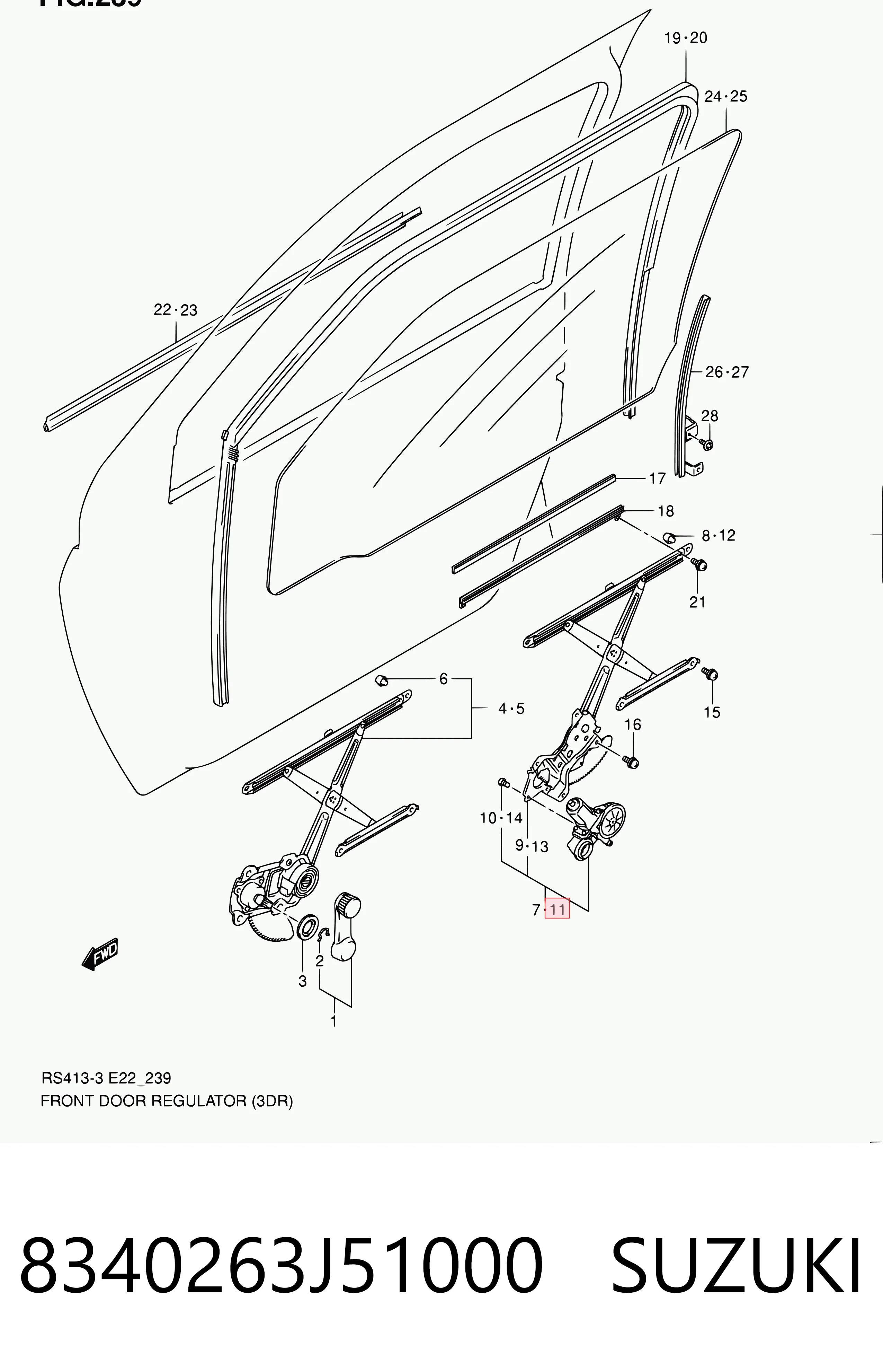  Склопідйомник передньої лівої двері Suzuki Swift 3