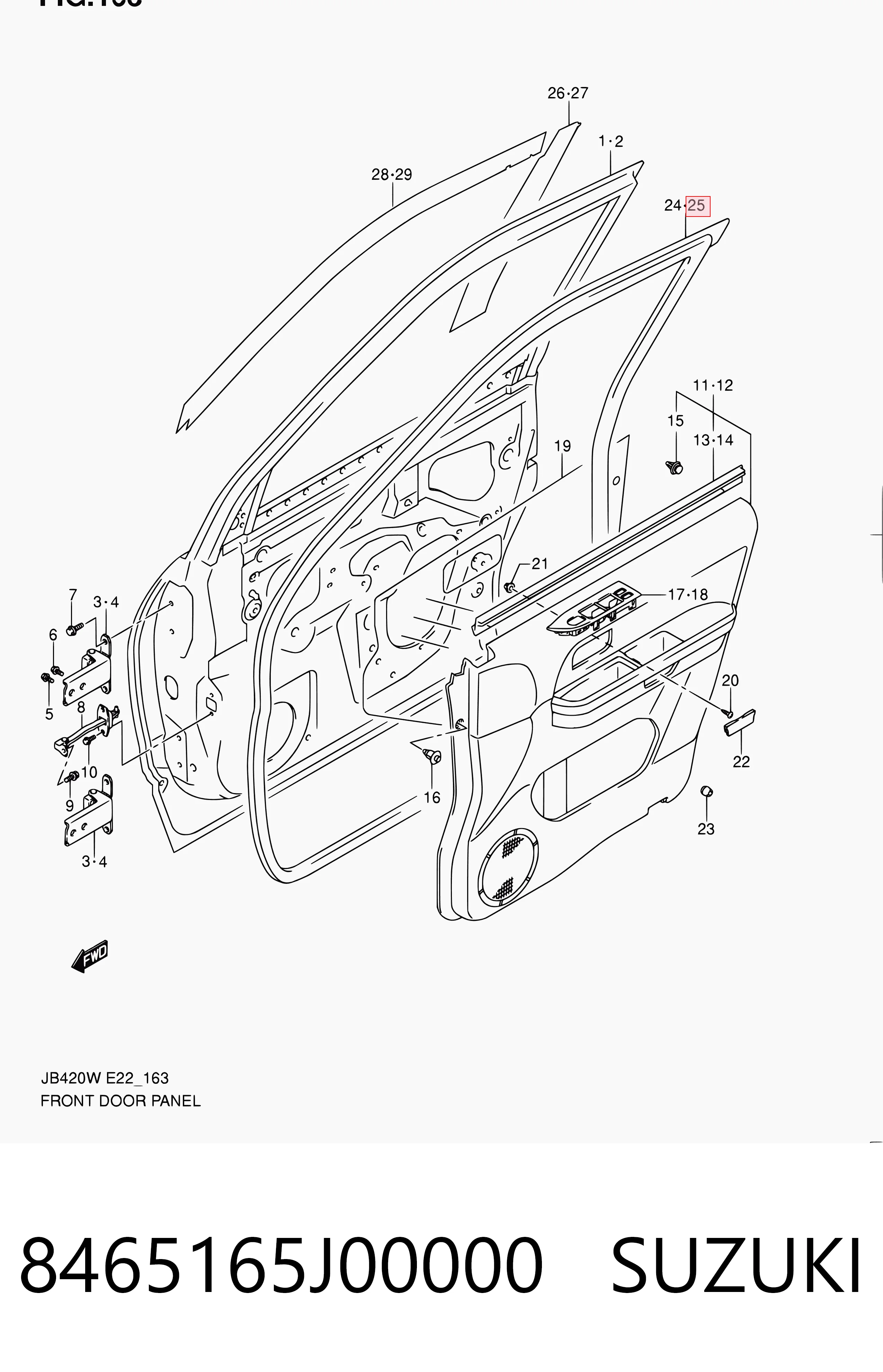 8465165J00000 Suzuki Ущільнювач дверей передніх, лівих (на двері)