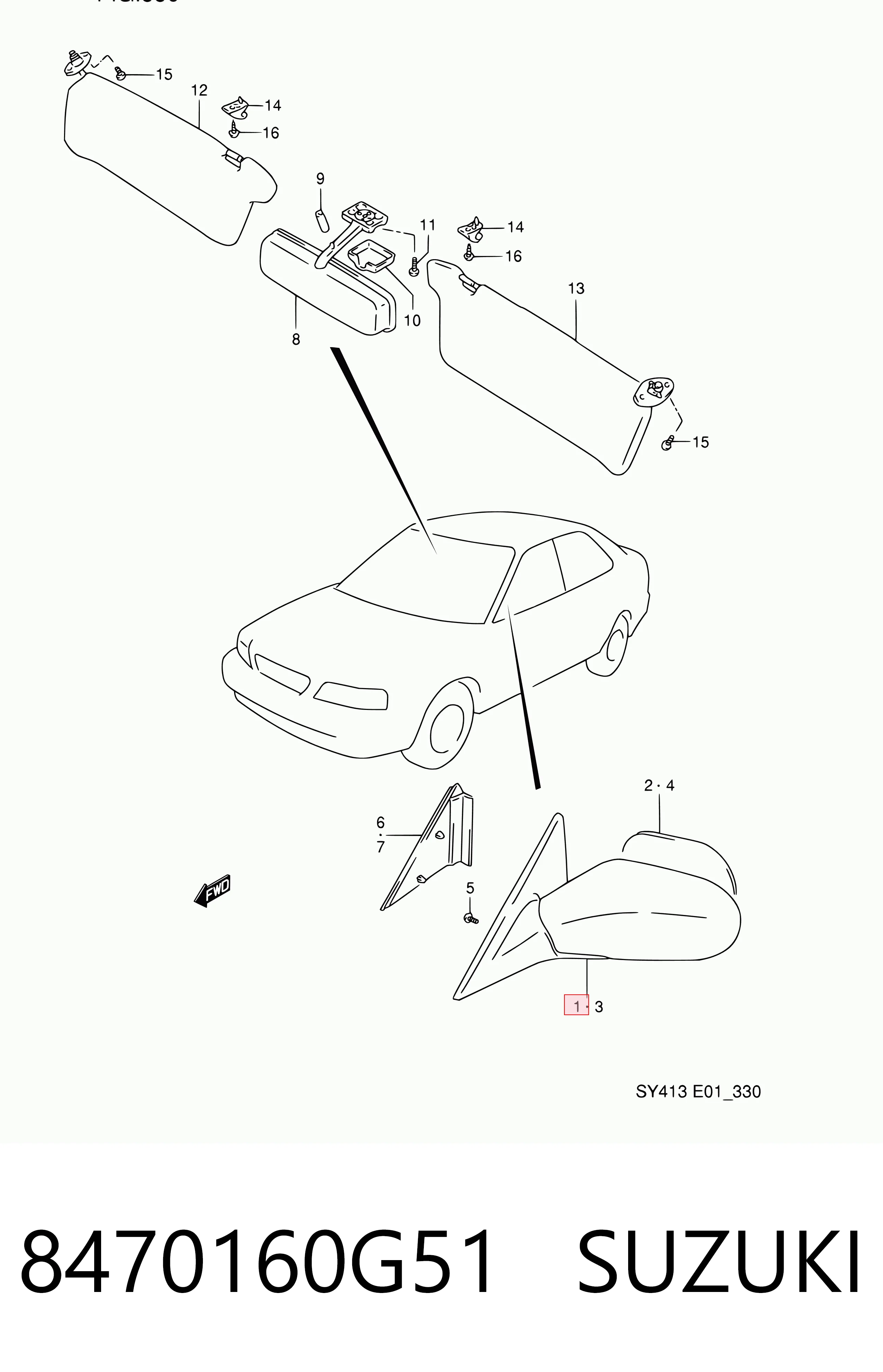  Дзеркало праве Suzuki Baleno 